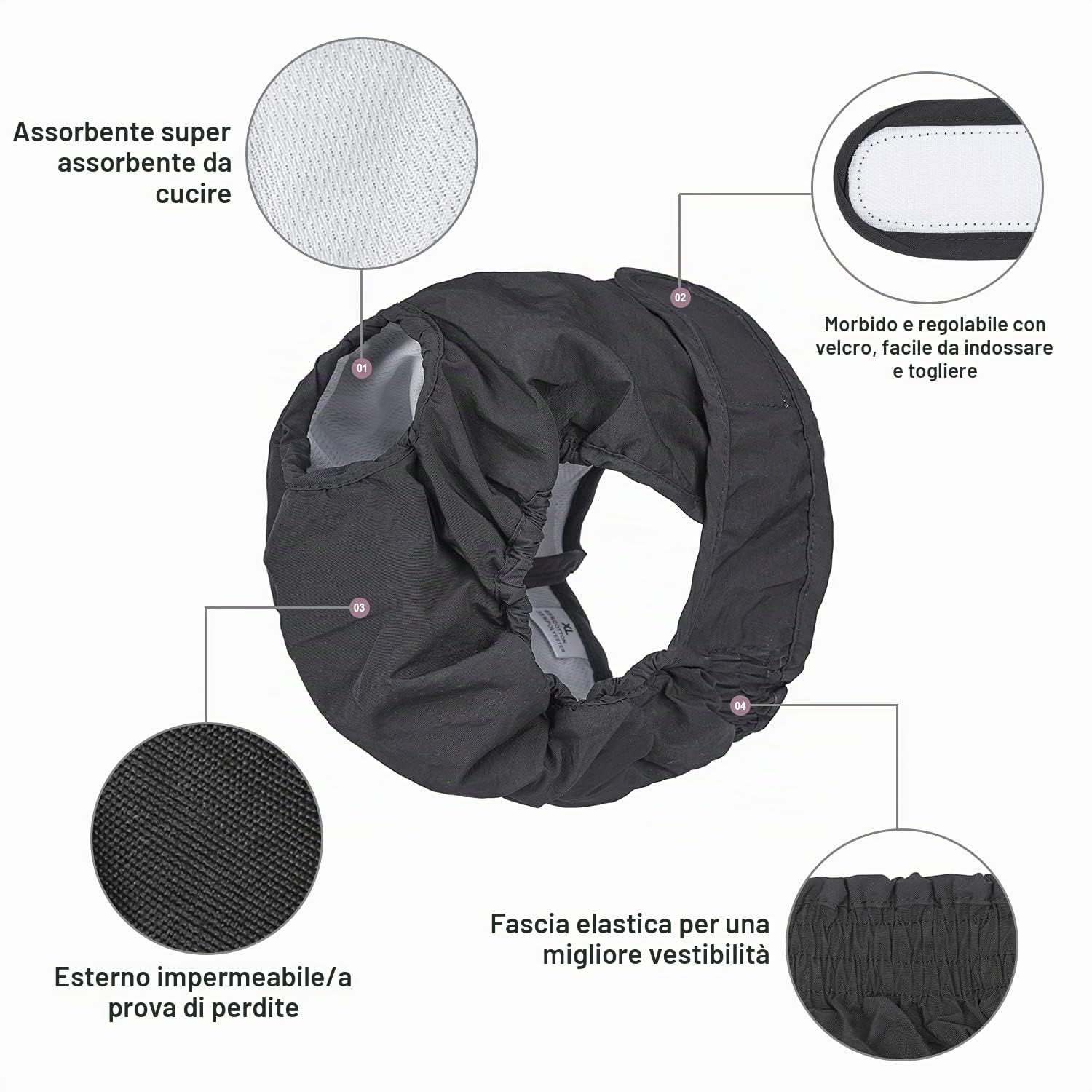 Pannolini Lavabili per Cani Femmine, Mutande Riutilizzabili per Cane in Calore, Pannolini Sanitari per Cane Femmina Altamente Assorbenti (3-Packs, M)
