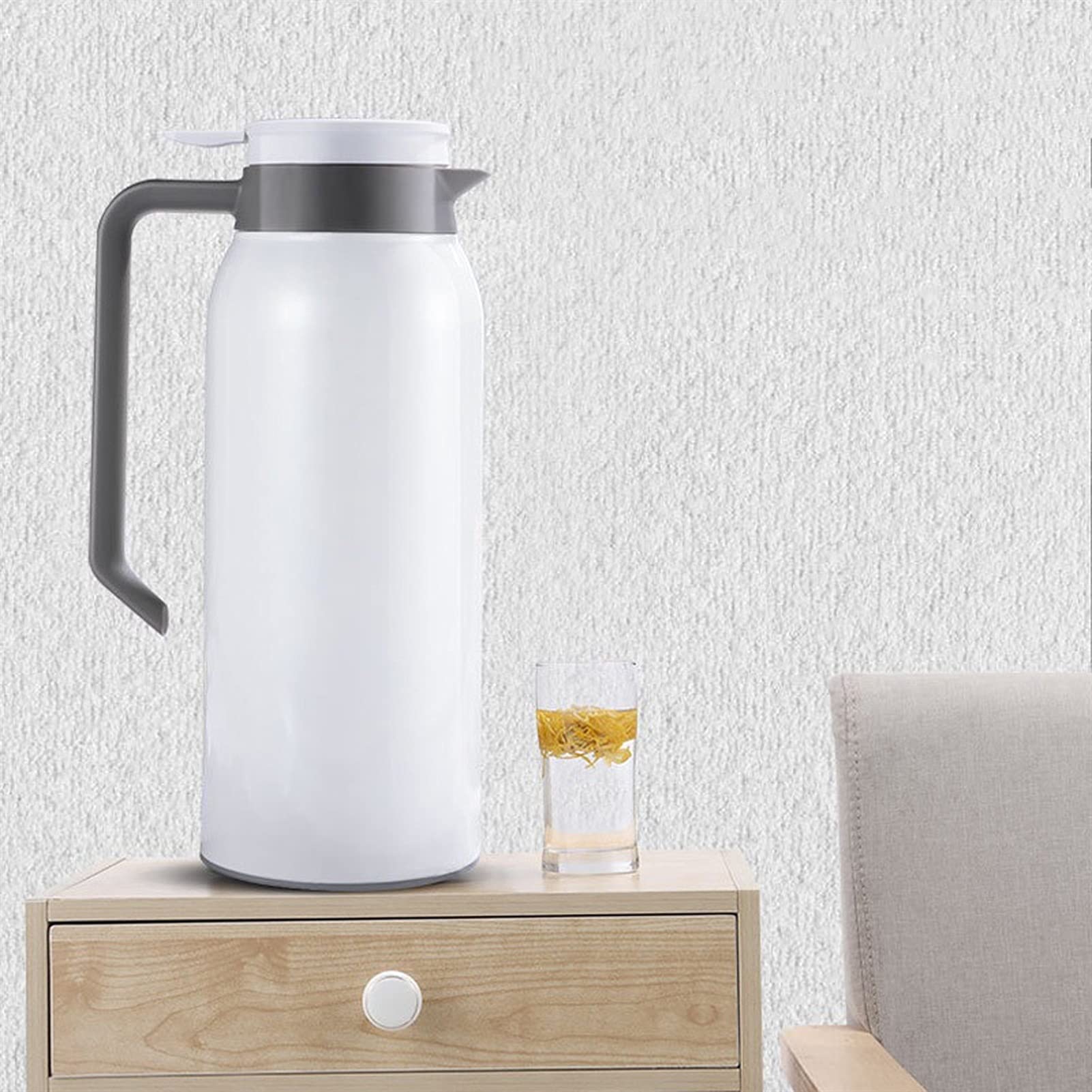 Termiczna karafka pojemnik izolacyjny 1500 ml stal nierdzewna termiczne karafki do kawy podwójna ścianka izolowany próżniowy termos do kawy herbata butelka na wodę termiczna karafka na kawę (kolor: biały)