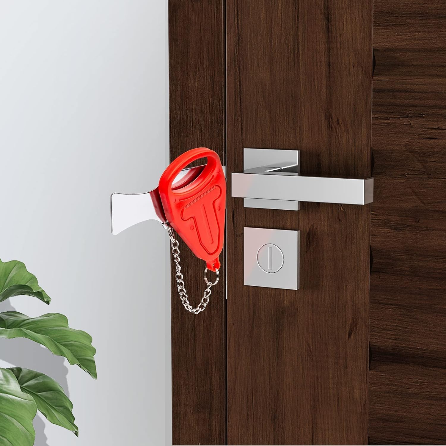 Portible Portable Door Lock, Travel Lock, Portable Security Door Stop, Add Extra Locks for Additional Safety and Privacy Lock Down for School, Home, Hotel, Outdoor (Pack of 1) 2