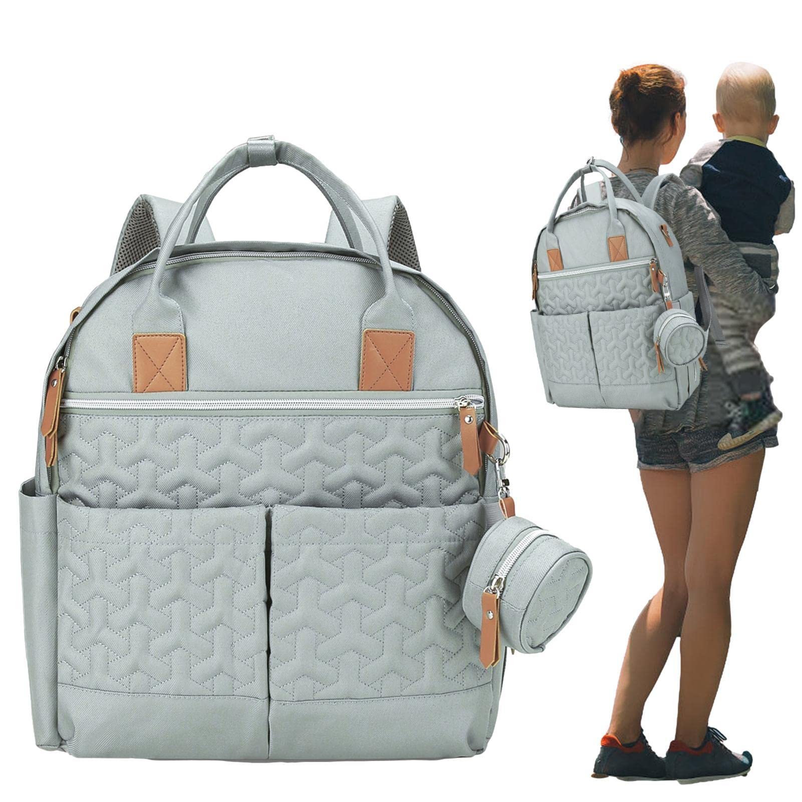 Mochila para Bebés Pañales, Viaje para Niños Gran Capacidad, Bolsas Pañales Impermeables con Porta Chupete y Correas para Cochecito, Pañales