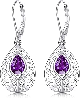 Pendientes de lavanda hipoalergénicos para mujer de plata de ley 925 de color lila filigrana, regalos de joyería, Plata de ley
