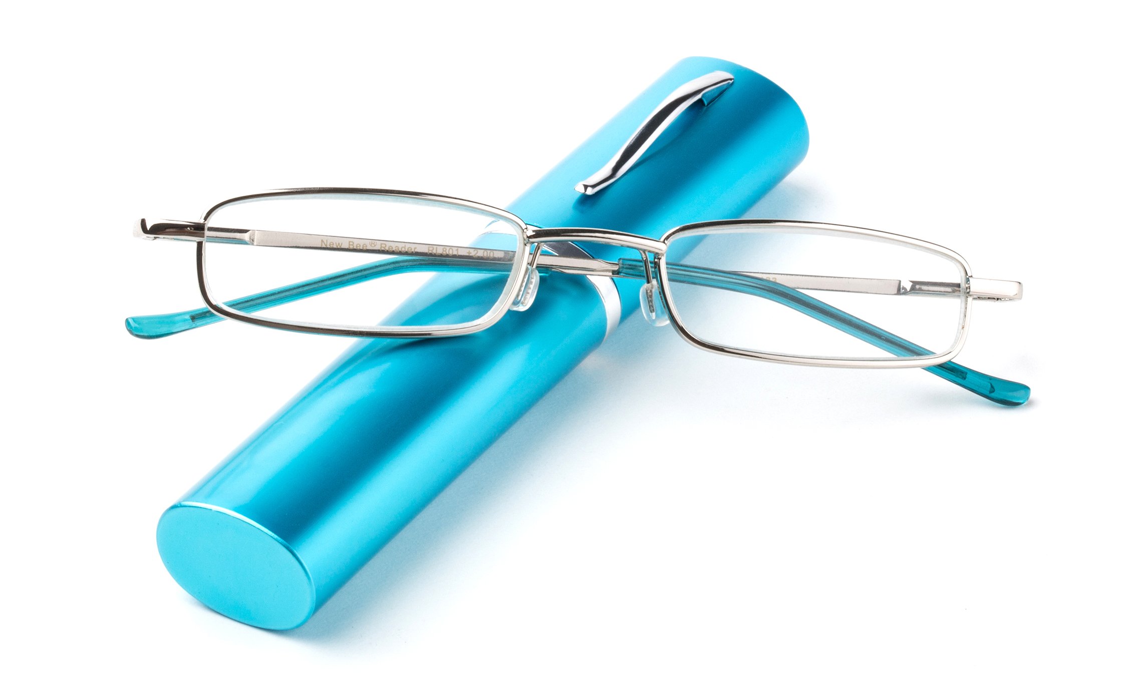 Newbee Fashion - Tube Readers Easy Compact On The Go Small Compact Pen Clip Portable Aluminum Hard Case Classic Spring Hinges Create Your Own Pack