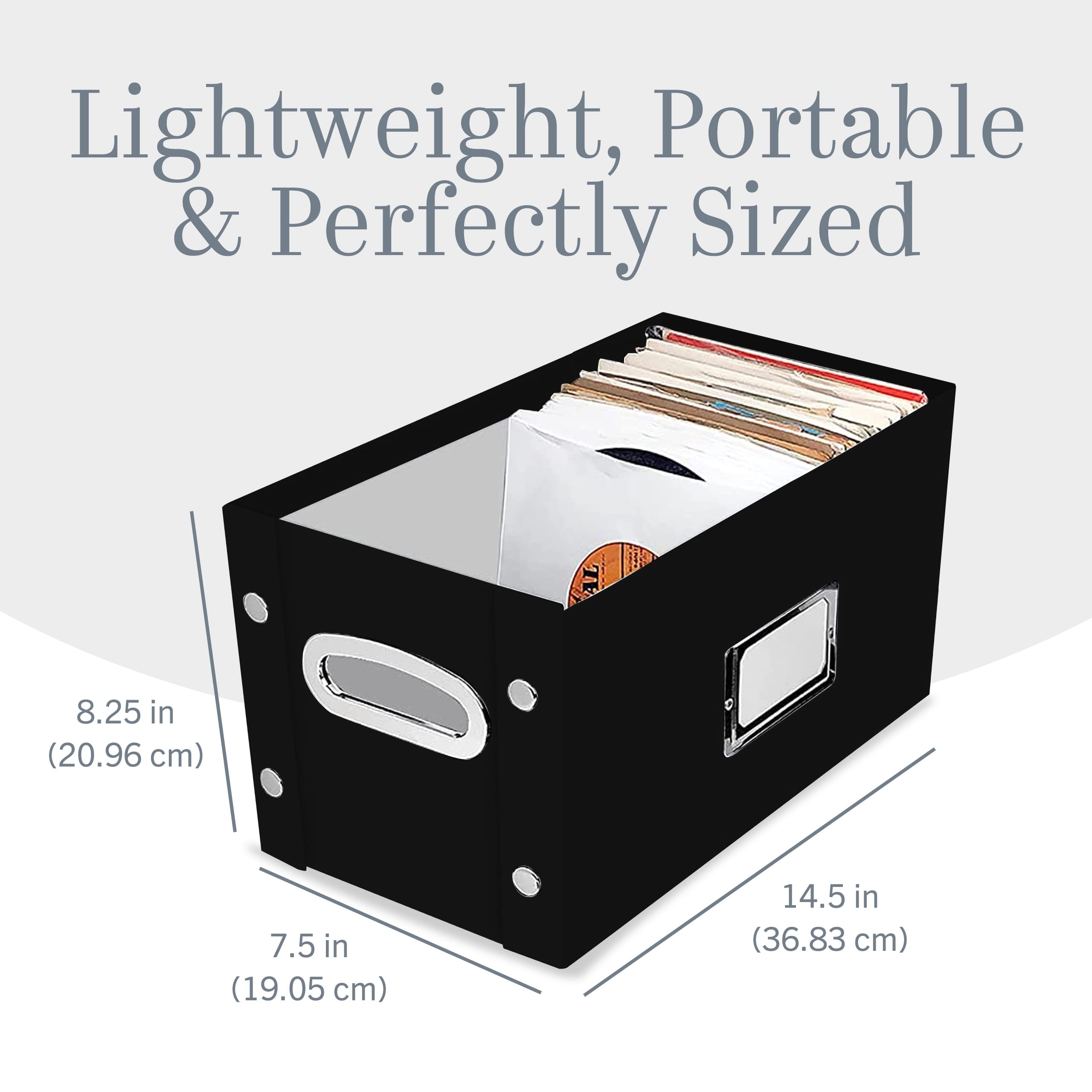 Snap-N-Store Winylowe pudełko na płyty 45, do przechowywania winylowego 45 obr./min, 20 x 19,5 x 36,5 cm, czarny, 2 opakowanie, SNS02422