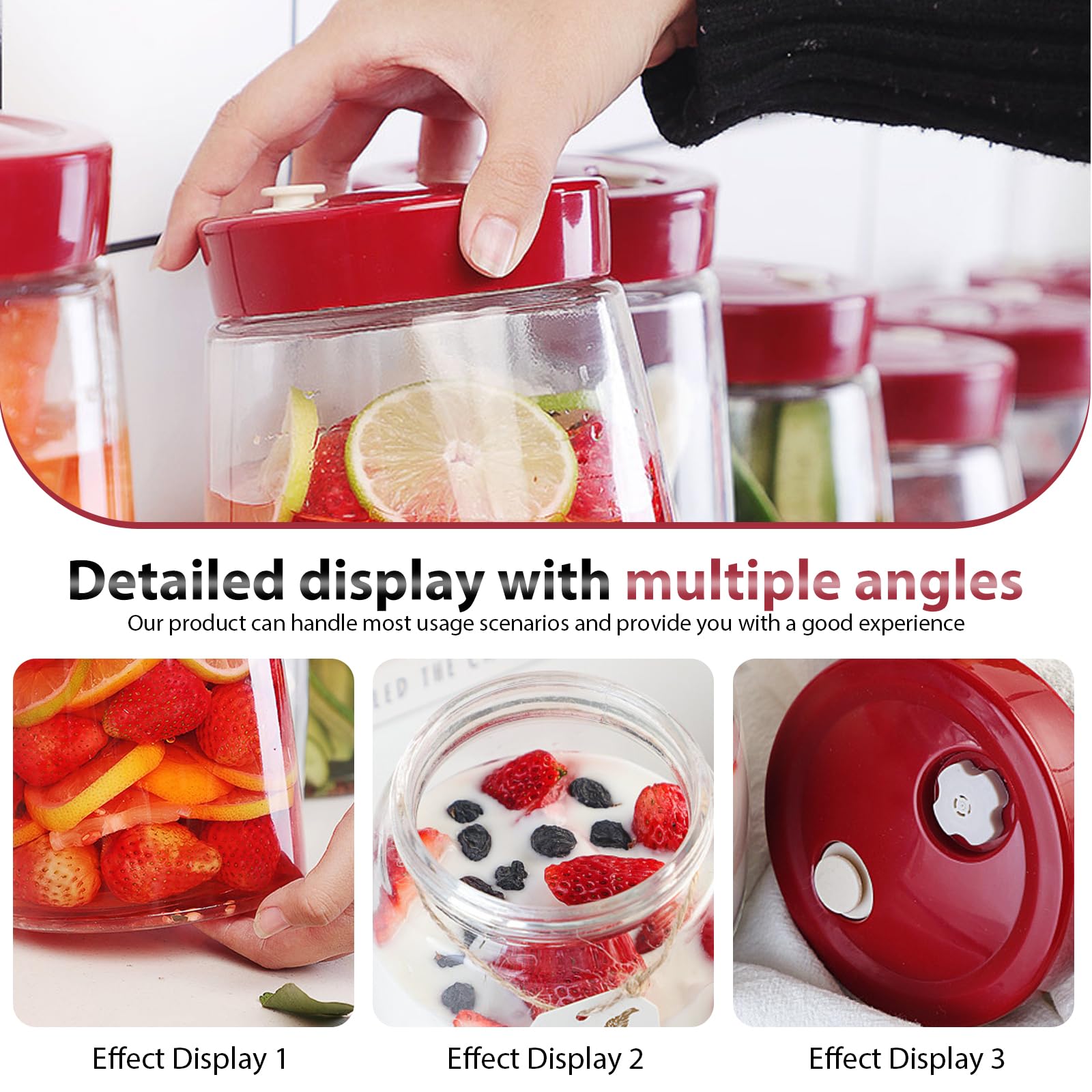 BYZESTY 2pcs Tarro de fermentación 1000ml Frascos de fermentación con válvula de liberación de aire, tarro de fermentación de vidrio frascos de vidrio para hacer pepinillos Kimchi, Chucrut