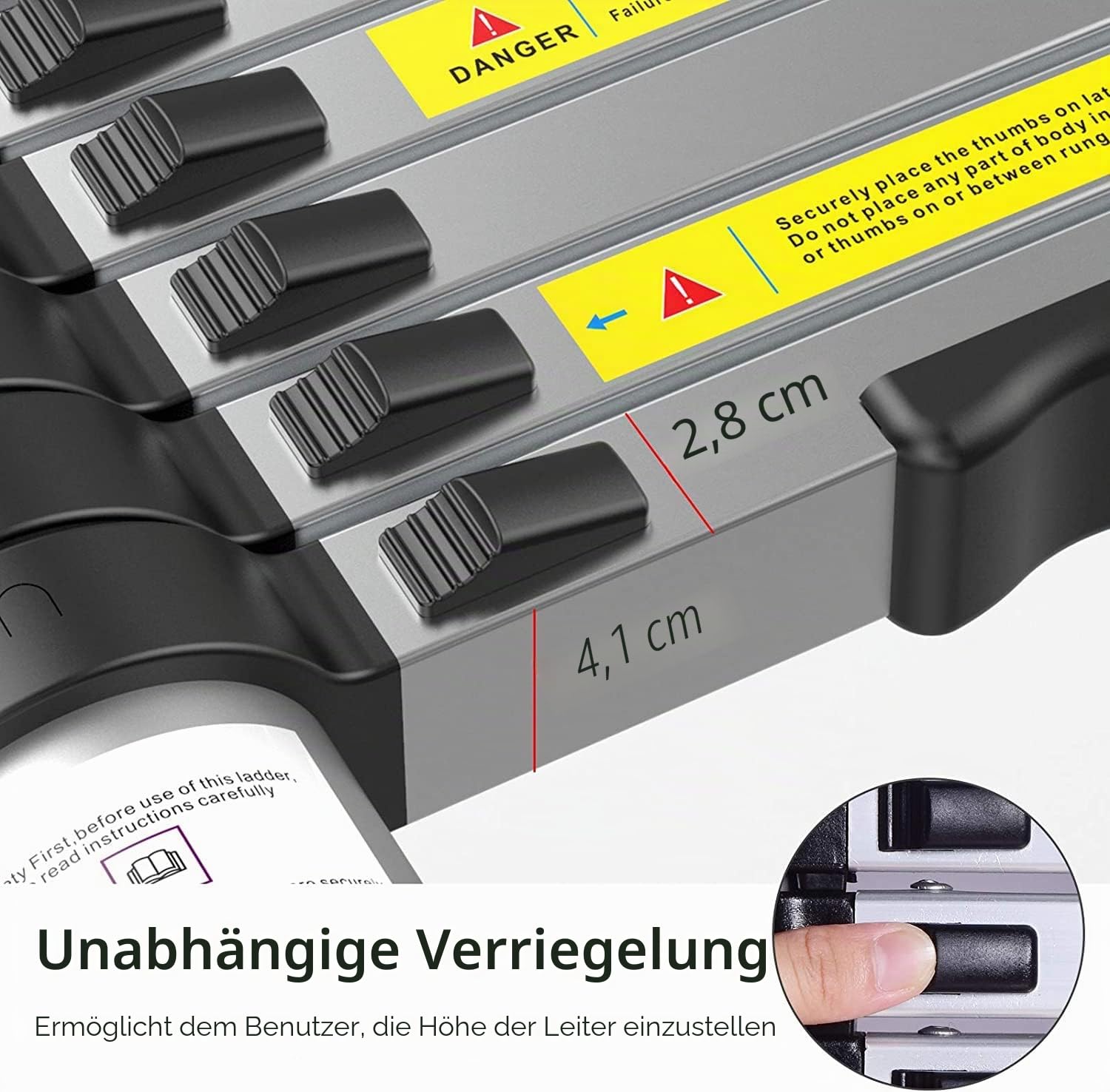 Teleskopleiter 2,6m, Einziehbare Leiter aus Rostfreiem Stahl, TragfäHigkeit 150kg, Geeignet FüR Die Instandhaltung des Hauses, Den Zugang Zum Dachboden, Den BAU Usw.