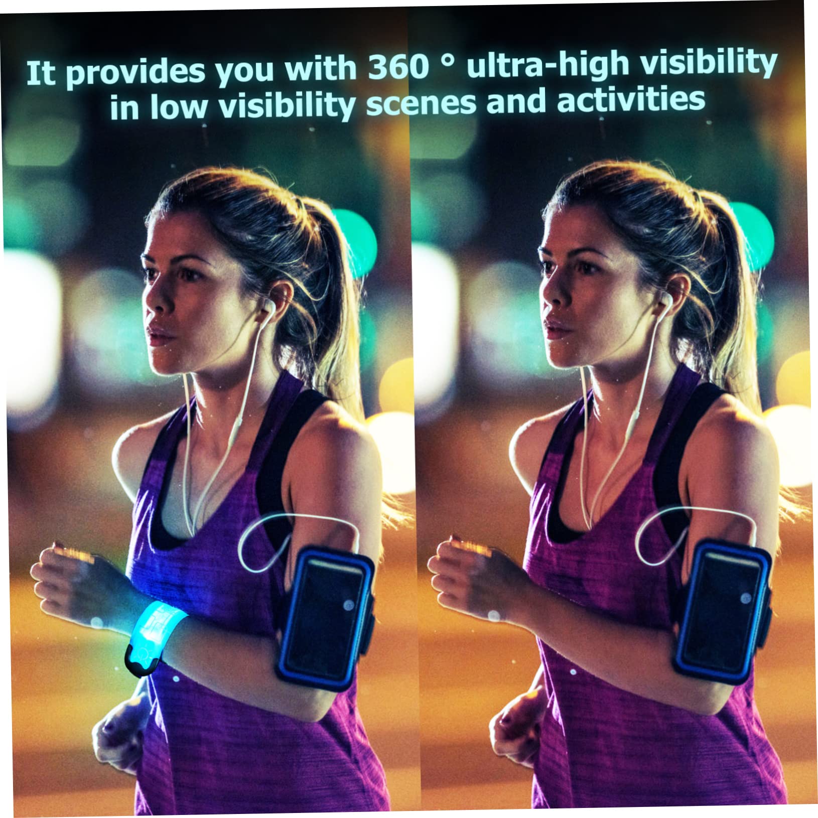 ibasenice 4pièces Lot de Brassards Lumineux LED pour Cyclisme Et Jogging avec Modes Éclairage Et Clip