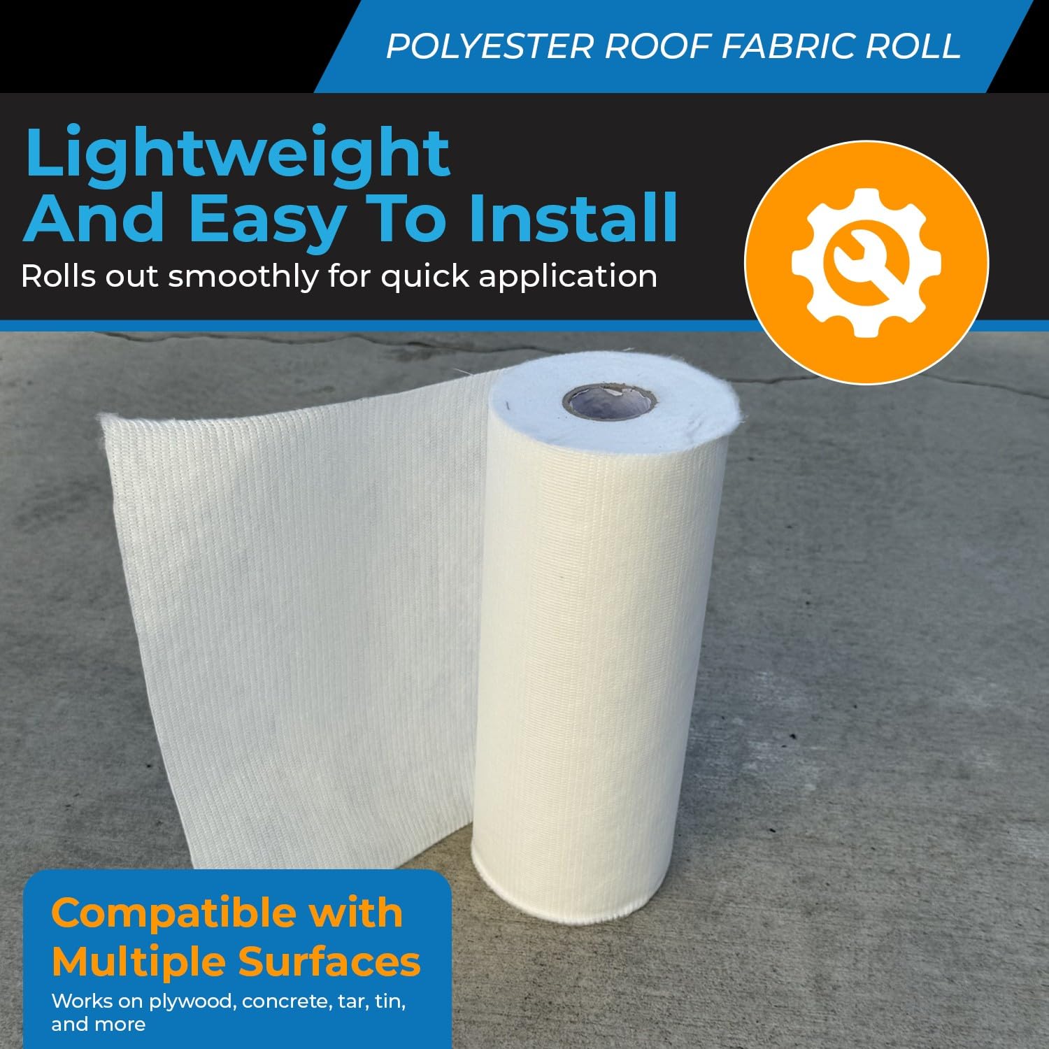 Contouring Polyester Roof Reinforcement Fabric (12” x 81 ft Roll) - Sandbaggy (1, 12" x 81 ft)