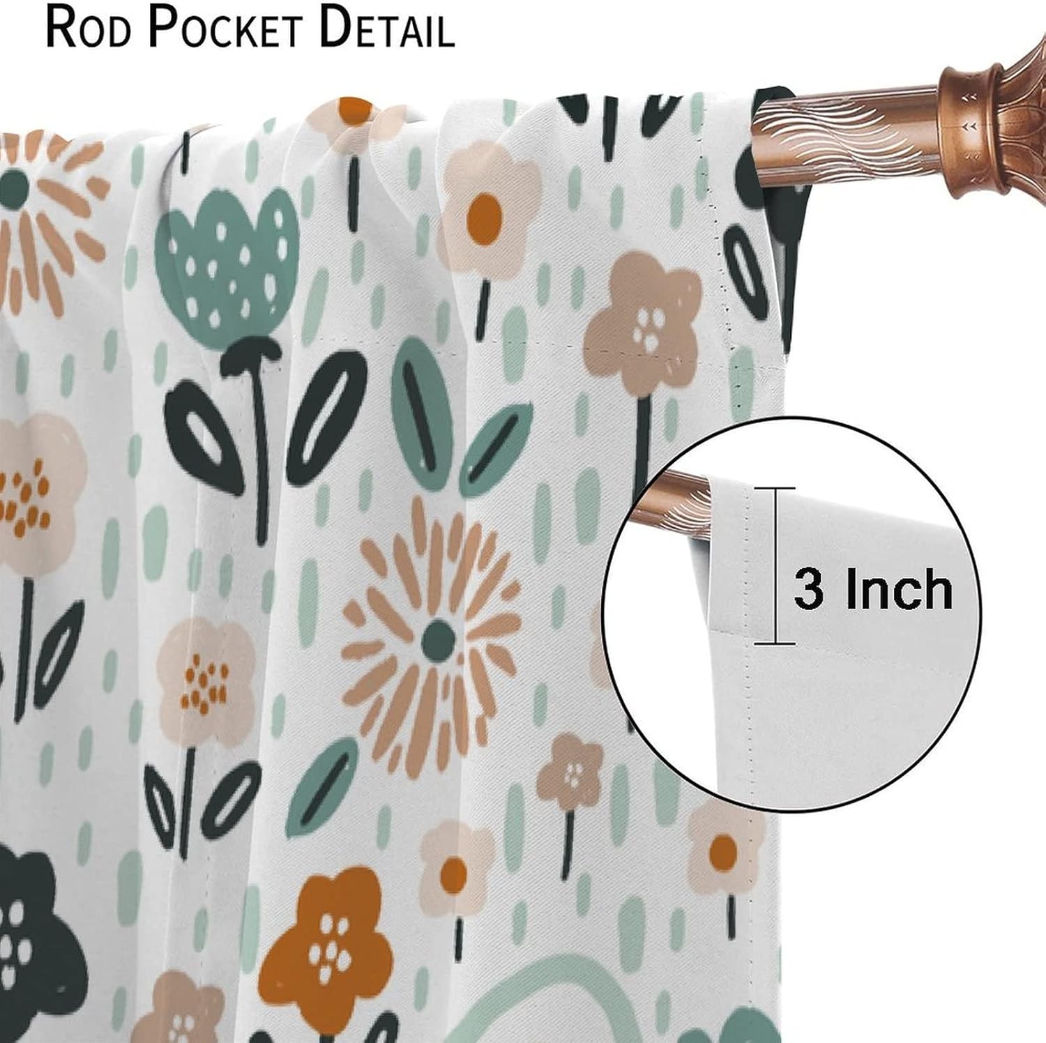 Kids Rainbow Window Curtains Cute Cartoon Rainbow Raindrop Floral Pattern Bohemian Style Girls Boys Bedroom Living Room Children's Room Decorative Heat Insulation Blackout Curtains42x54in