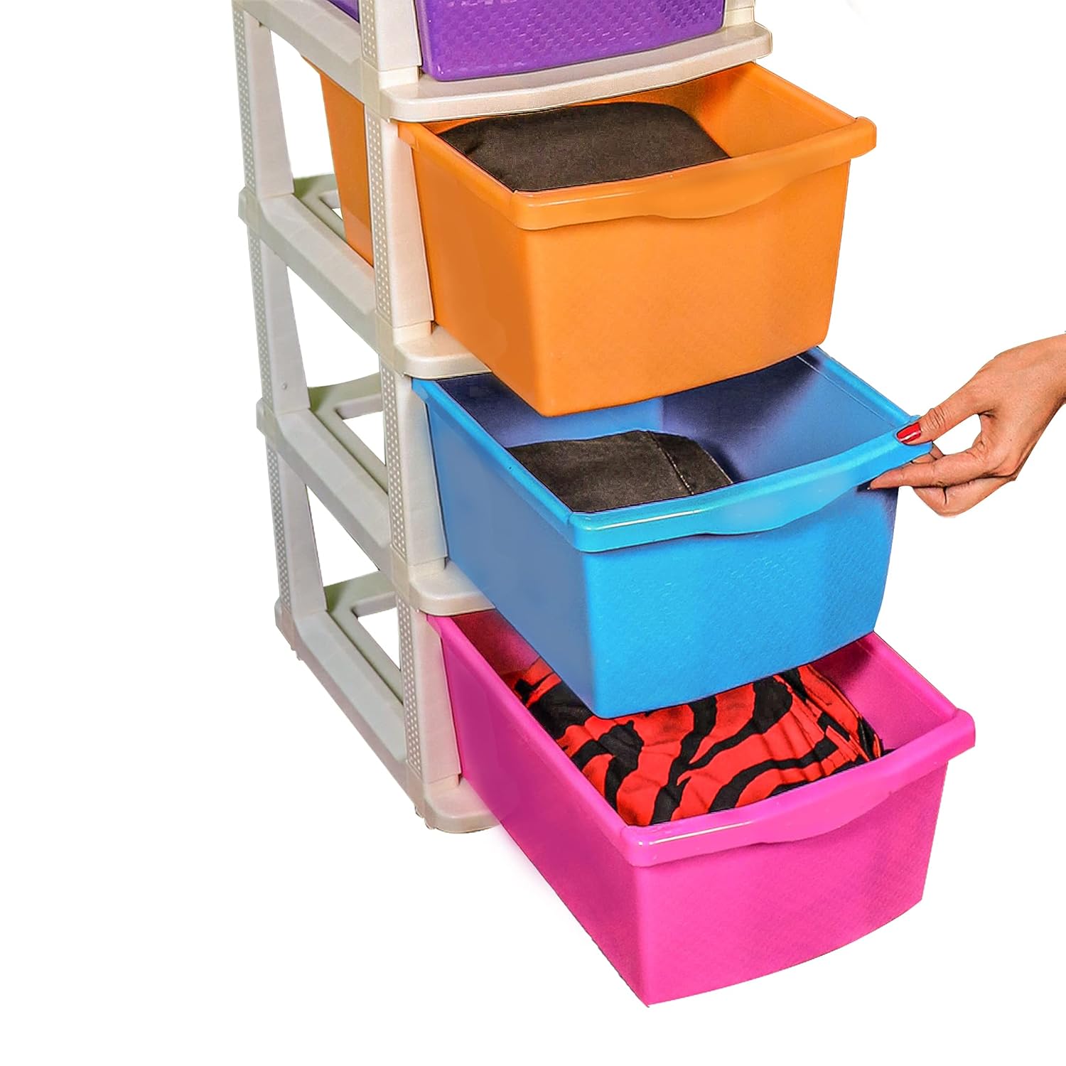 PARASNATH Boxo 6 Layer (Multicolour) Multi-Purpose Modular Drawer Storage System for Home and Office with Trolley Wheels and Anti-Slip Shoes (Hight 120 cm x Width 38 cm x Length 30 cm) Rectangular offers donot miss