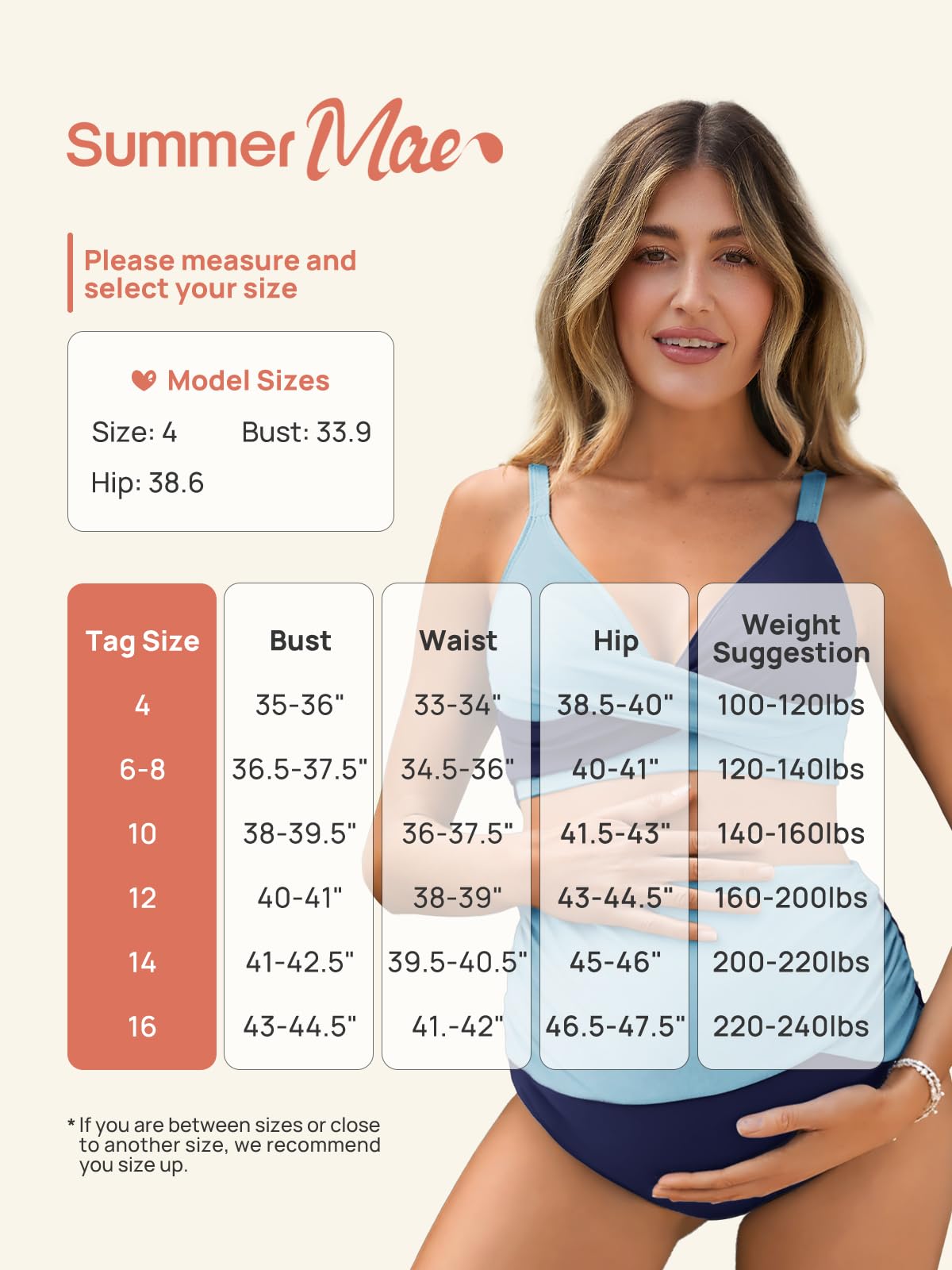 Summer Mae Umstands-Bikini, Badeanzug, Farbblock, zweiteilig, überkreuzt, V-Ausschnitt, hohe Taille, Schwangerschafts-Bademode