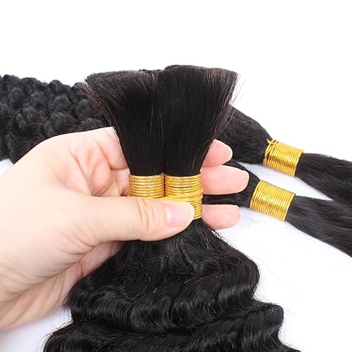 Miniatura 7 de Kapelli Hair Extensiones de cabello humano virgen brasileño 100% sin procesar para trenzar sin trama (1 paquete, 2 paquetes de 3.53 onzas), 100% sin