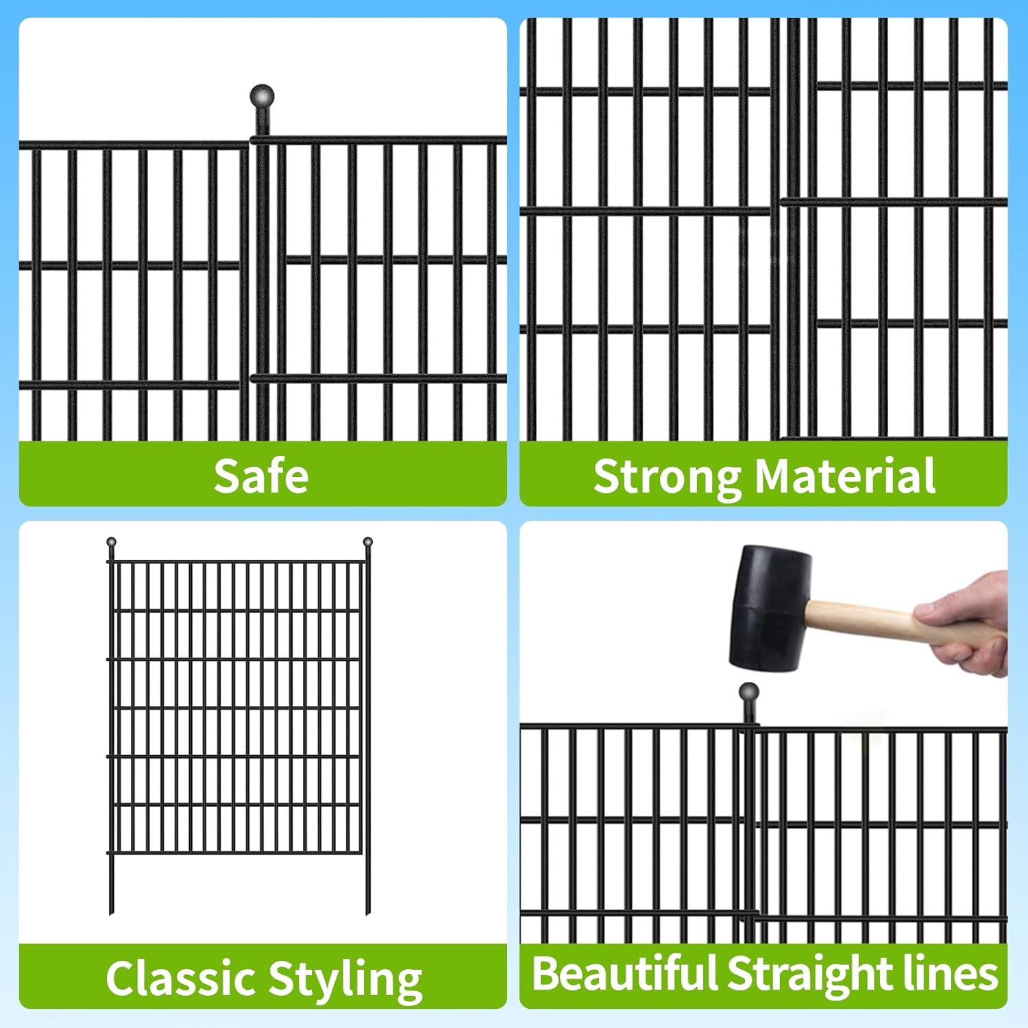 Toolterritary 15 Panels No Dig Garden Fence, 32 in(H) X36.3 ft(L) Metal Fence Panels, Thickened Rustproof Garden Fencing, Animal Barrier Fence for Dogs, Rabbits, and Patio
