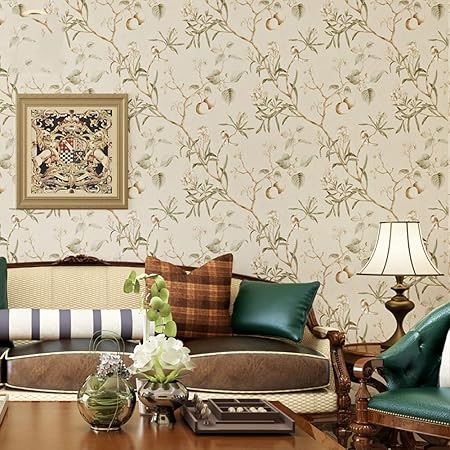 Amazon 剥がせる カッティング リムーバブル 壁紙 シノワズリ 花 壁紙シール 壁画 リビングベッドルームキッチン装飾用 ヴィンテージ 花の木の鳥 壁紙 青 18x394inch ウォールステッカー オンライン通販