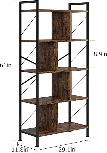 Miniatura 2 de IDEALHOUSE Estantería de 5 niveles con almacenamiento, estante industrial de 61 pulgadas de alto con estantes de exhibición abierta, estantería de 5