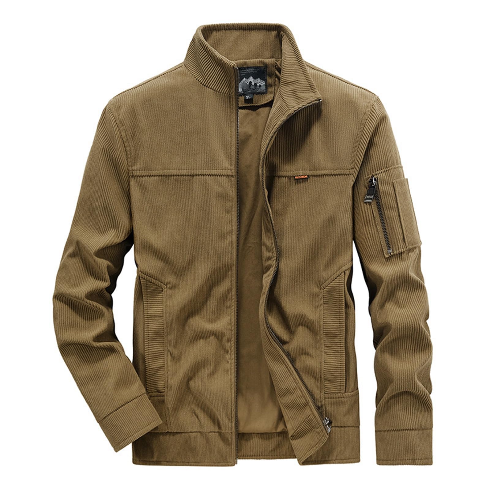 Men's Winter Jacket Lightweight Softshell Jacket Coat Corduroy Jacket Stand Collar Active Shell Jacket for Hiking Travel