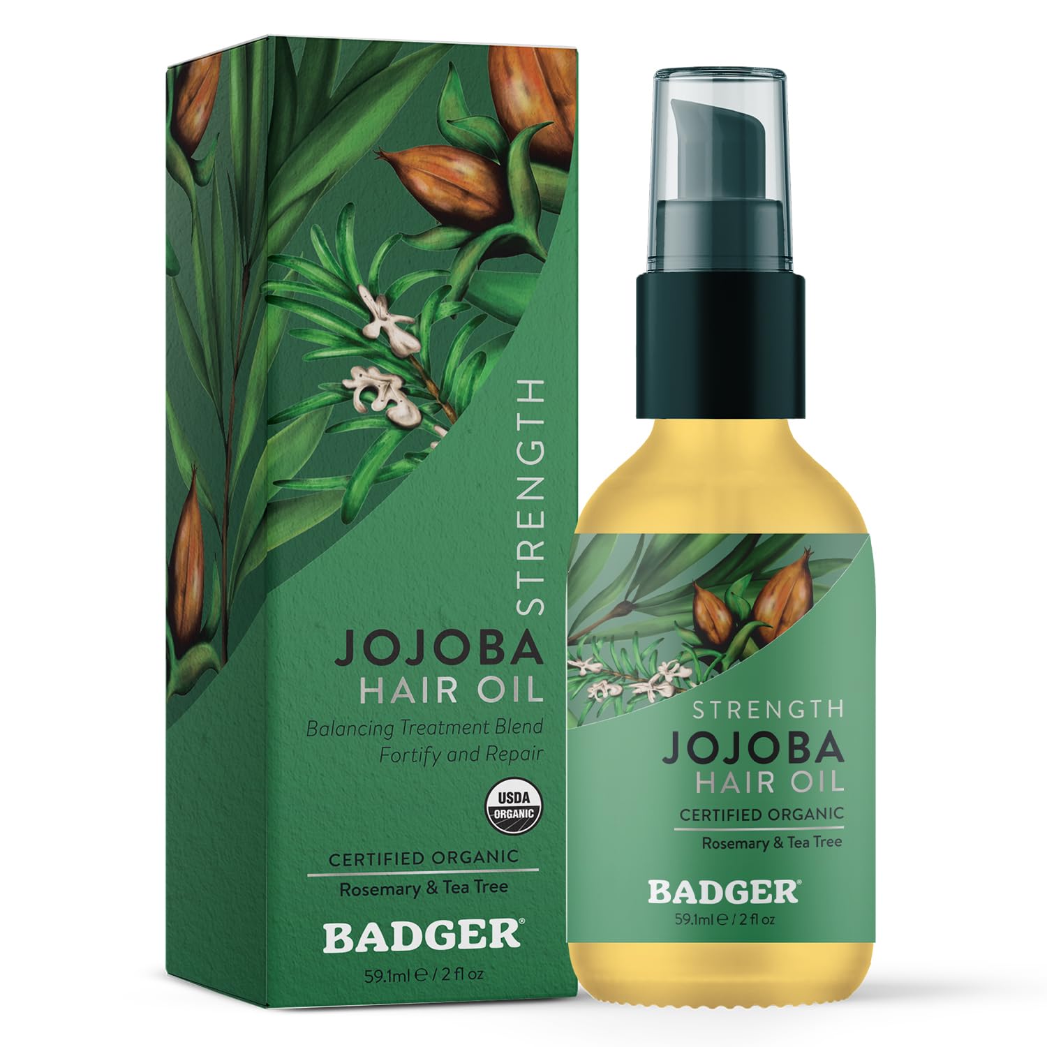 Badger Organic Jojoba Hair Oil & Dry Scalp Treatment, Soothing & Moisturizing Itchy Dry Scalp Oil, Rosemary Hair Oil, Organic Jojoba Oil Hair & Scalp Moisturizer, 2 fl oz Glass Bottle Badger Organic Jojoba Hair Oil & Dry Scalp Treatment, Soothing & Moisturizing Itchy Dry Scalp Oil, Rosemary Hair Oil, Organic Jojoba Oil Hair & Scalp Moisturizer, 2 fl oz Glass Bottle
