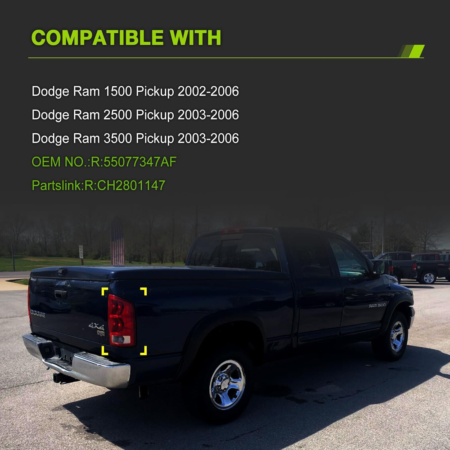 Rear Tail Light assemblies for 2002-2006 Dodge Ram 1500 2500 3500 w/o Bulbs Red Right Side