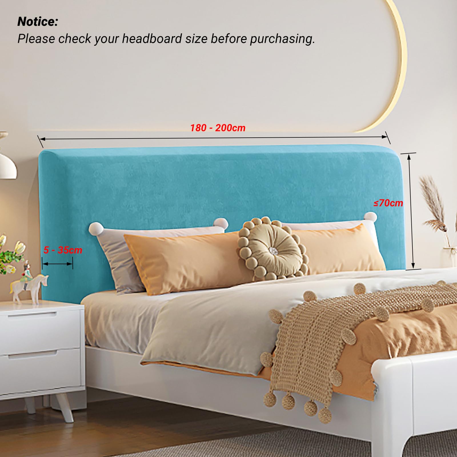 Copertura per testiera letto imbottita in morbido velluto antipolvere in tessuto elastico blu 120 140 cm