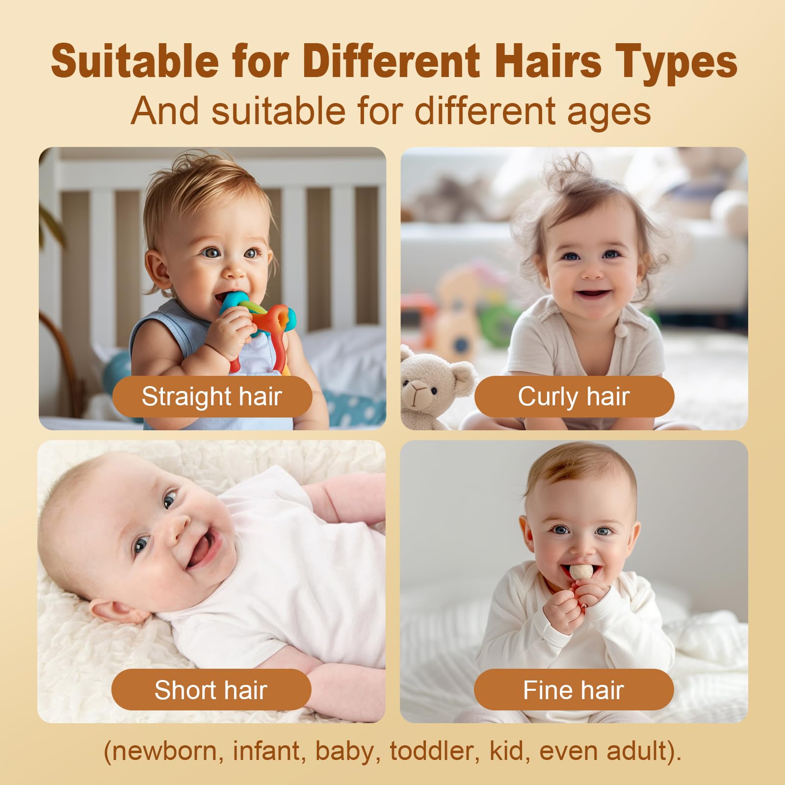 Vakuum-Baby-Haarschneidemaschine, leiser Haarschneider für Kinder, schnurloser Baby-Haarschneider, wasserdichtes Baby-Haarschneide-Set für feines/lockiges Haar
