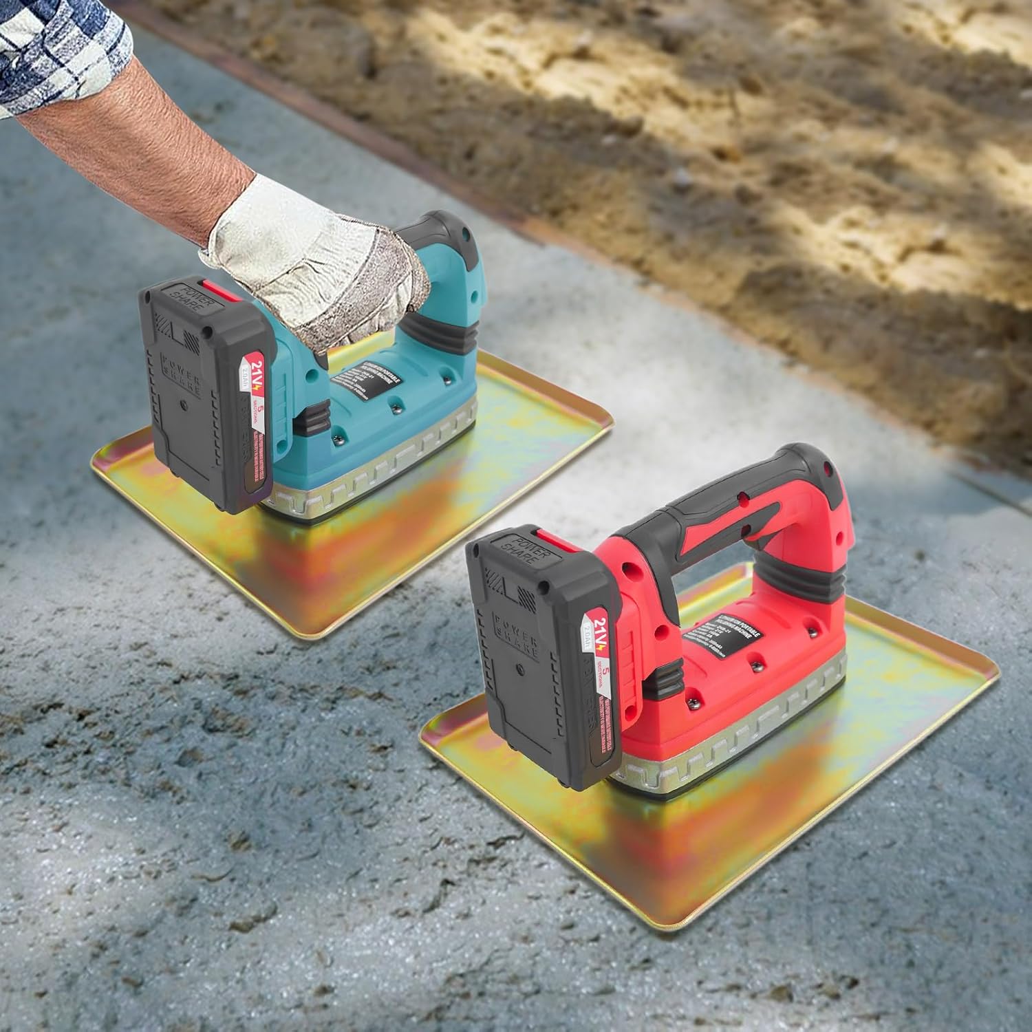 Bacocoo Portable Concrete Trowel, Concrete Vibrator, 160W Portable Handheld Cement Vibrating Machine Troweling Concrete Vibrator Concrete Flat Plate Vibrator 6000RPM for Road, House, Bridge.