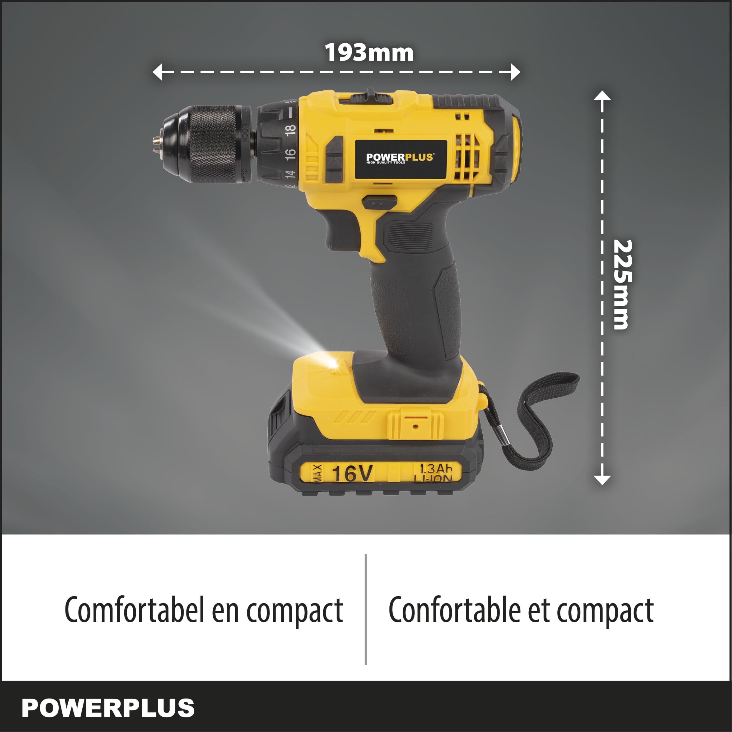 POWERPLUS POWX00425 - Taladro/atornillador 16 V agli ioni di litio 2 bat
