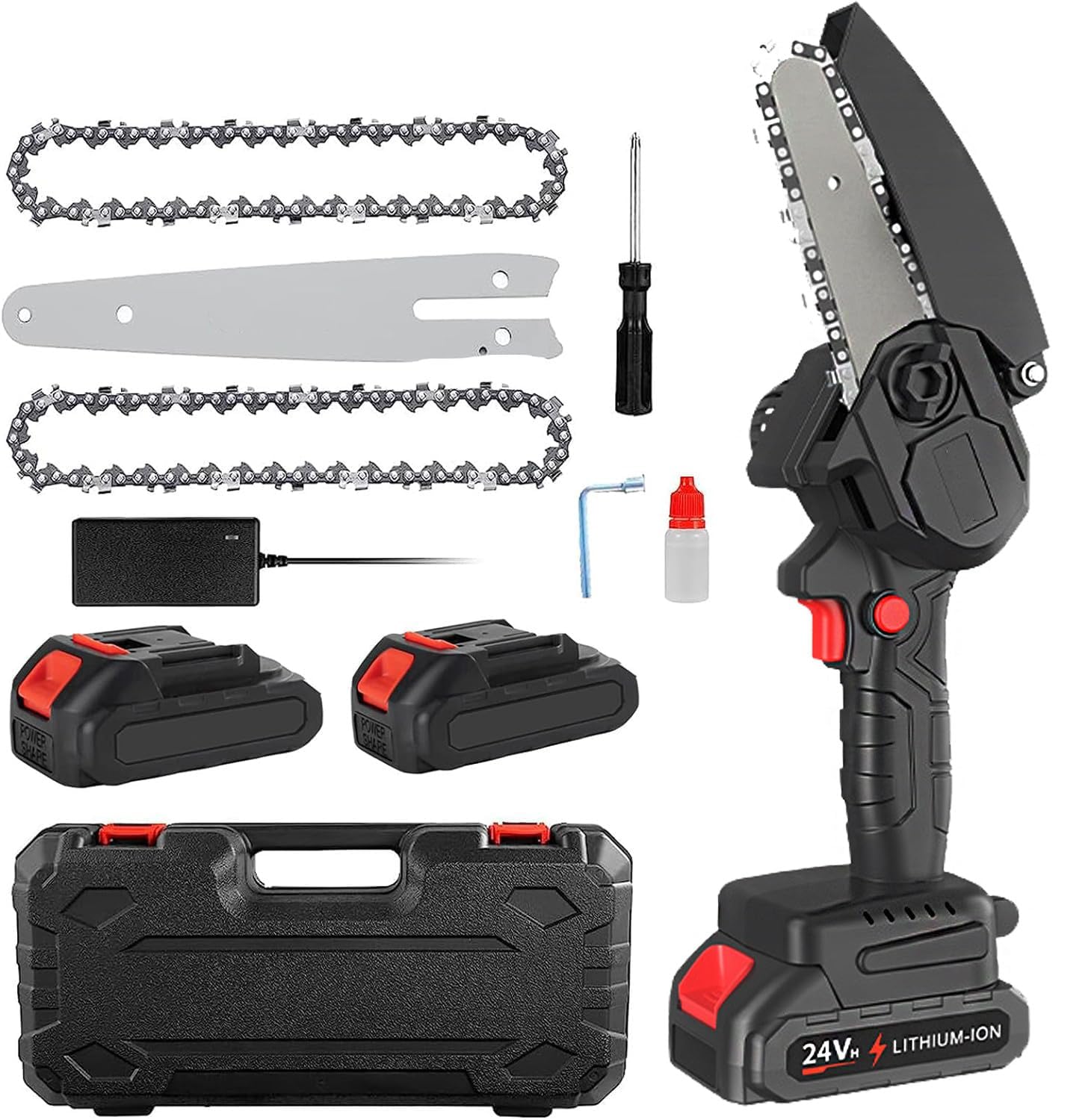 Wemart Mini Chainsaw Cordless, 6 Inch Upgraded Brushless Electric Chainsaw 1500mAh Battery Powered, Gardening Branch Wood Cutting, Handheld Mini Chainsaw for Tree Pruning