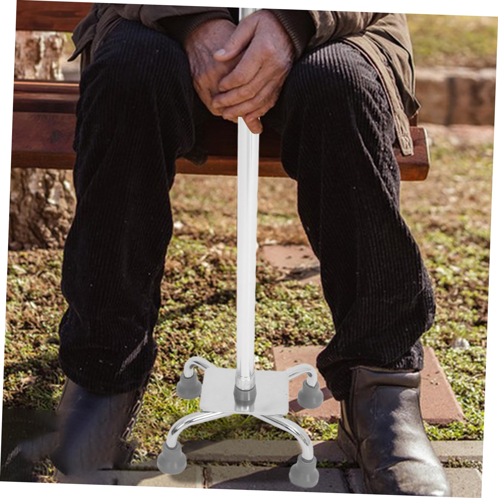 Bastón de Cuatro Patas de Aluminio para Adultos Base Grande | Base Antideslizante, Estructura Ligera, Abs y Aleación de Aluminio, para Movilidad Reducida