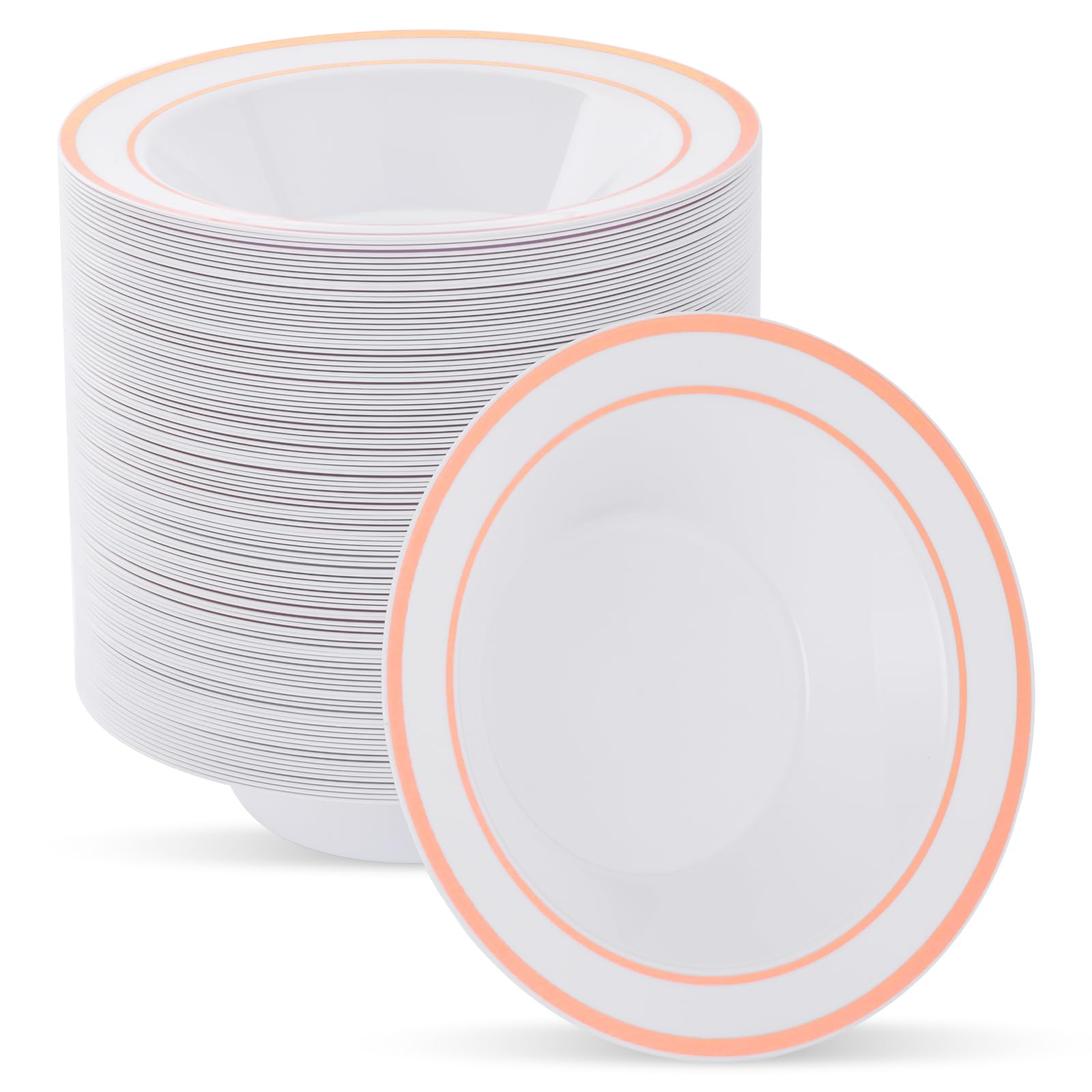 Disposable Soup Bowls with Silver Rim - 50 Pack -7 Disposable Soup Bowls with Silver Rim - 50 Pack -7