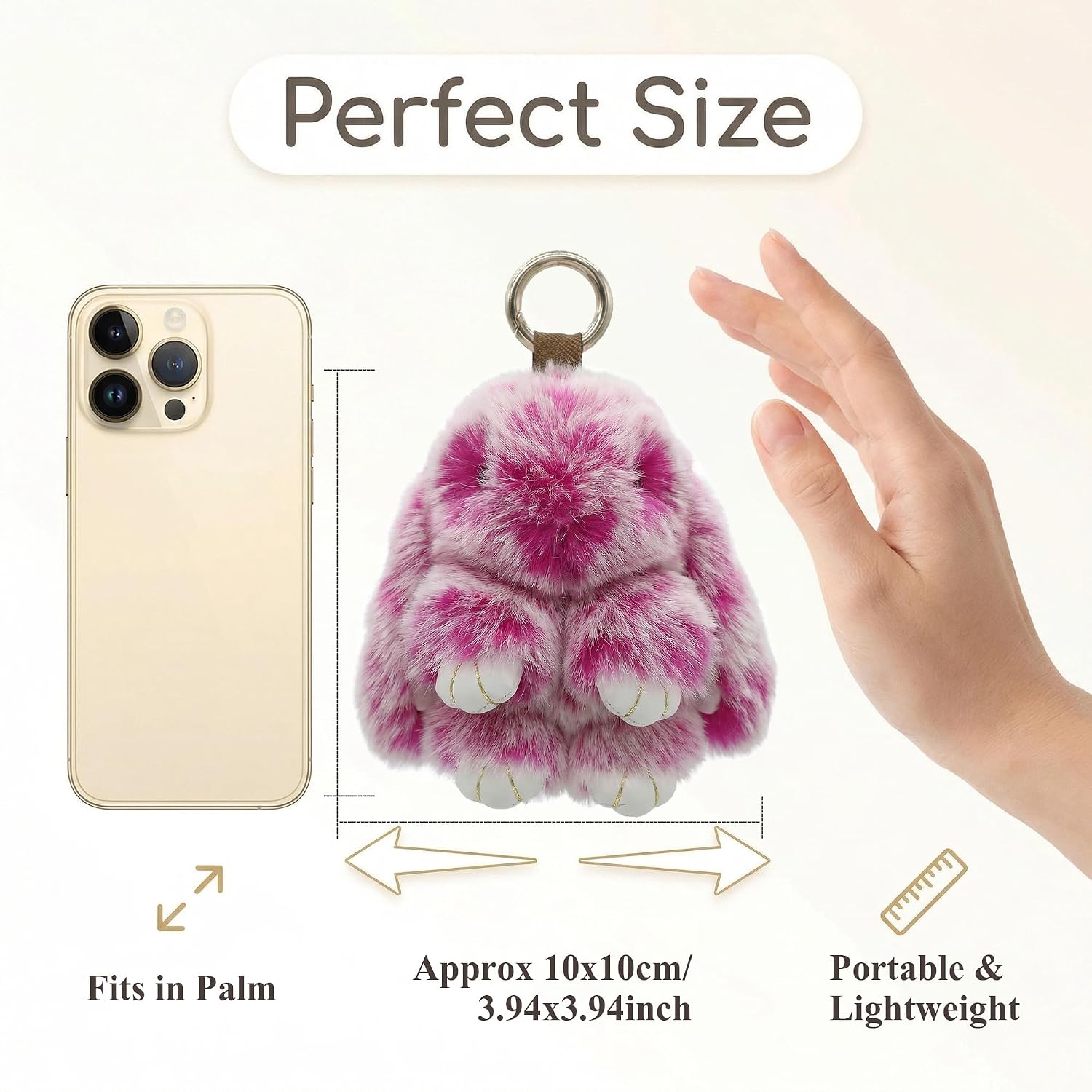 Fluffy Bunny Keychain, Ultra Soft Plush Rabbit Charm, 8 Colors with Gift Tin Box for Women Girls Purse Decor