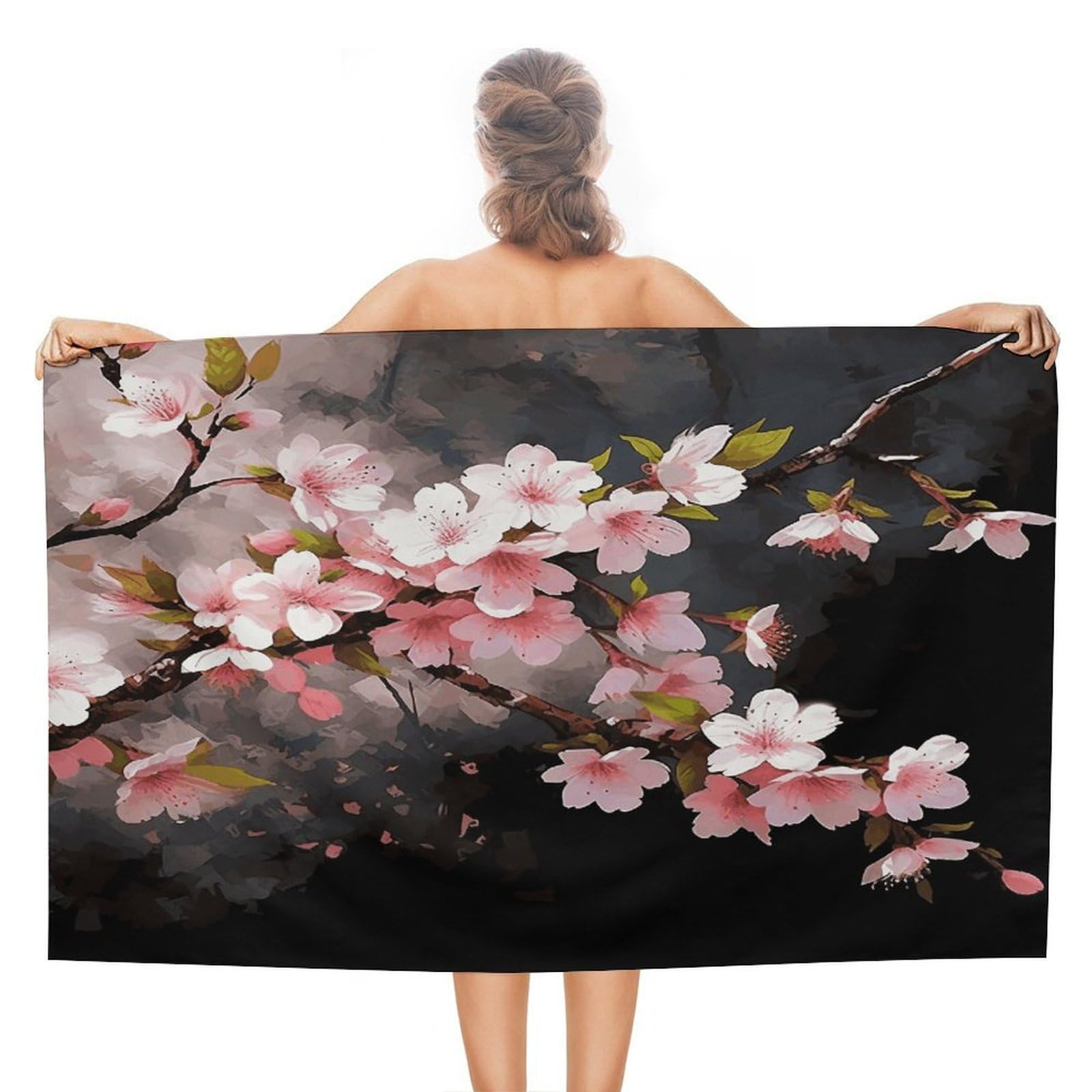 VstaDank Tempting Cherry Blossoms Bath Towel Stylish Double-Faced Pile Travel Towel Soft Absorbent Beach Towel for Pool Swim Sports Camping Adults Gift 51X31 Inch