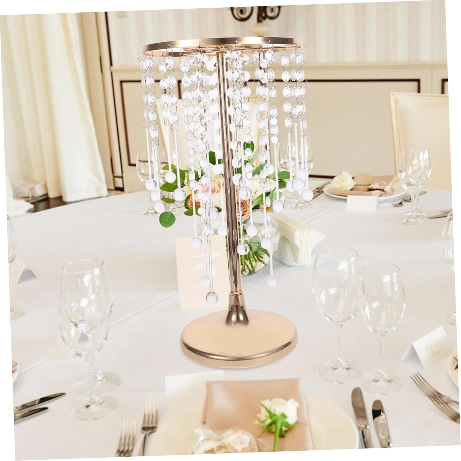Centerpiece Flower Stand for Weddings Decorative Table Decor with Elegant Chandelier Design Height for Home and Event Arrangements