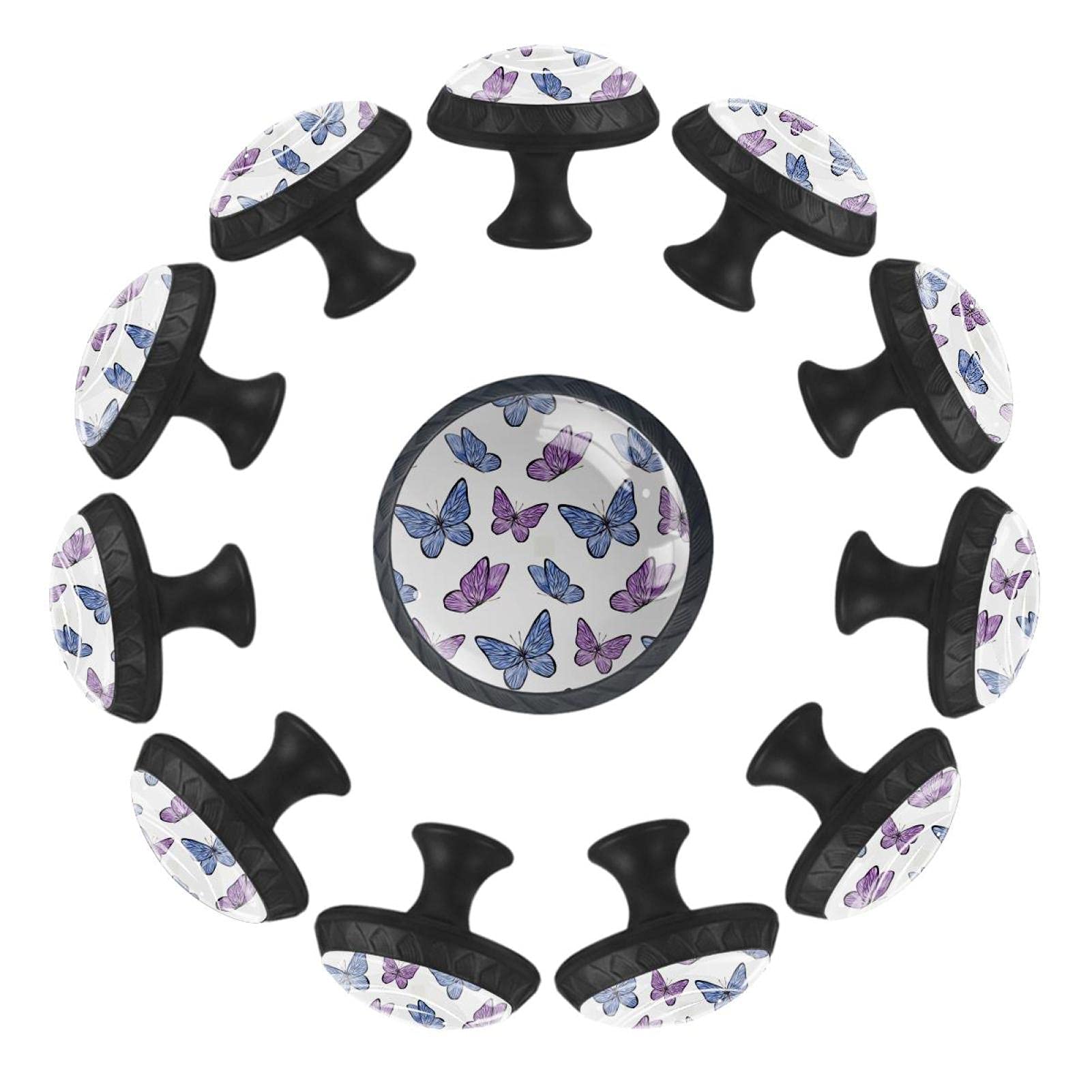 Boutons de tiroir papillon violet 35mm lot de 12 pour commode enfant et poignée de meuble chambre
