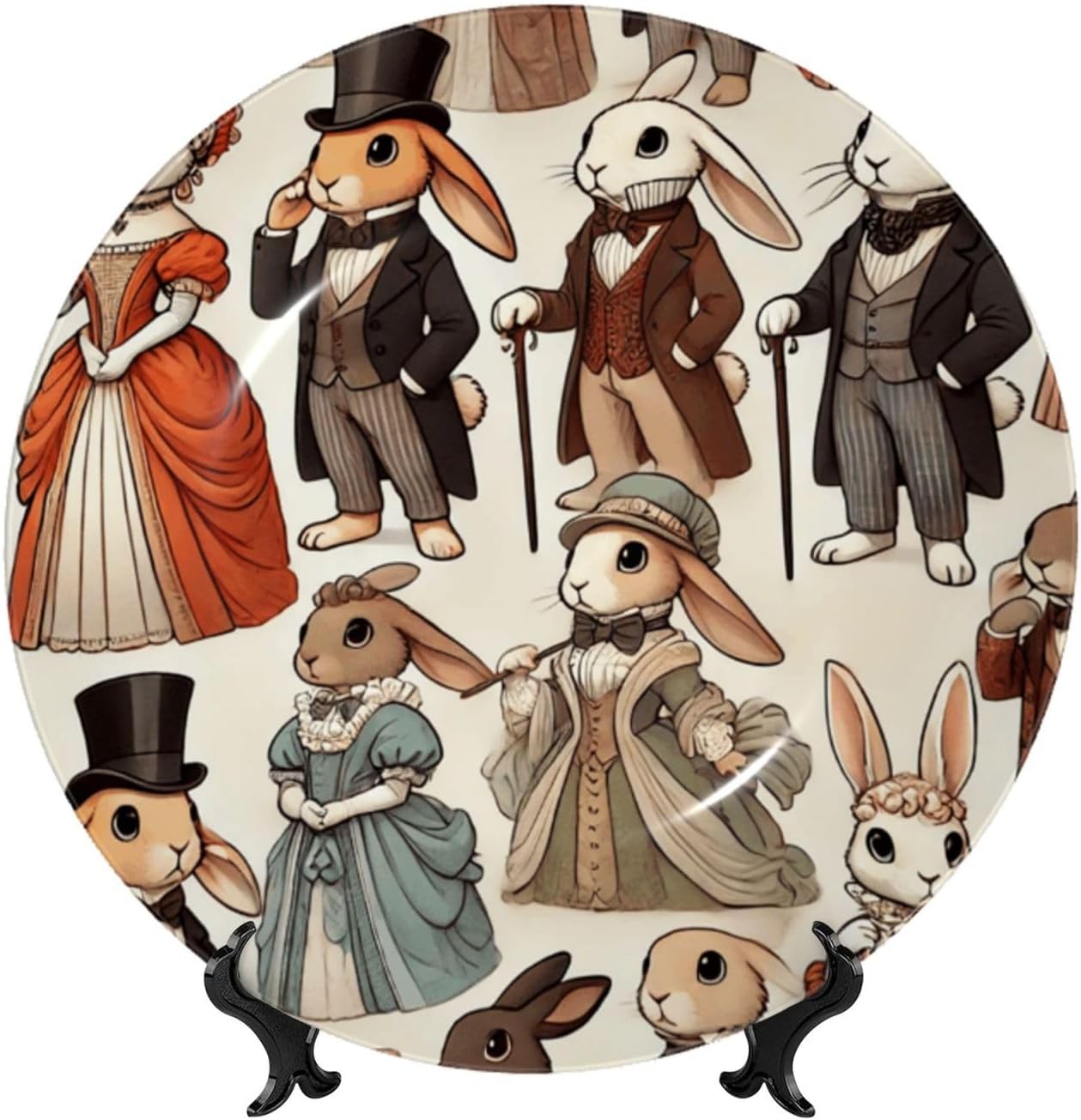 Victorian-Era-Sloths 10 Inch Decorative Plate With Stand, Elegant Display Wall Plate For Home Decor