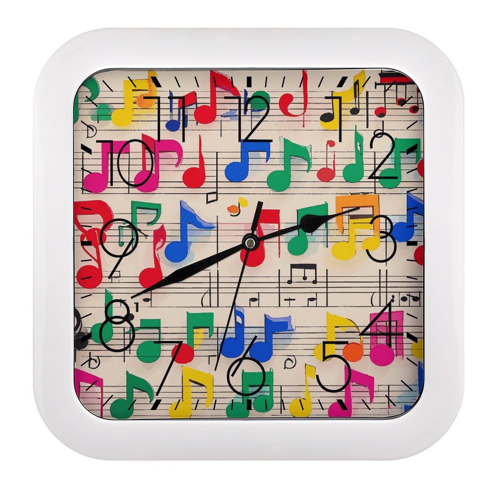 Horloge murale notes de musique colorées, idée cadeau originale pour amateurs d'art moderne