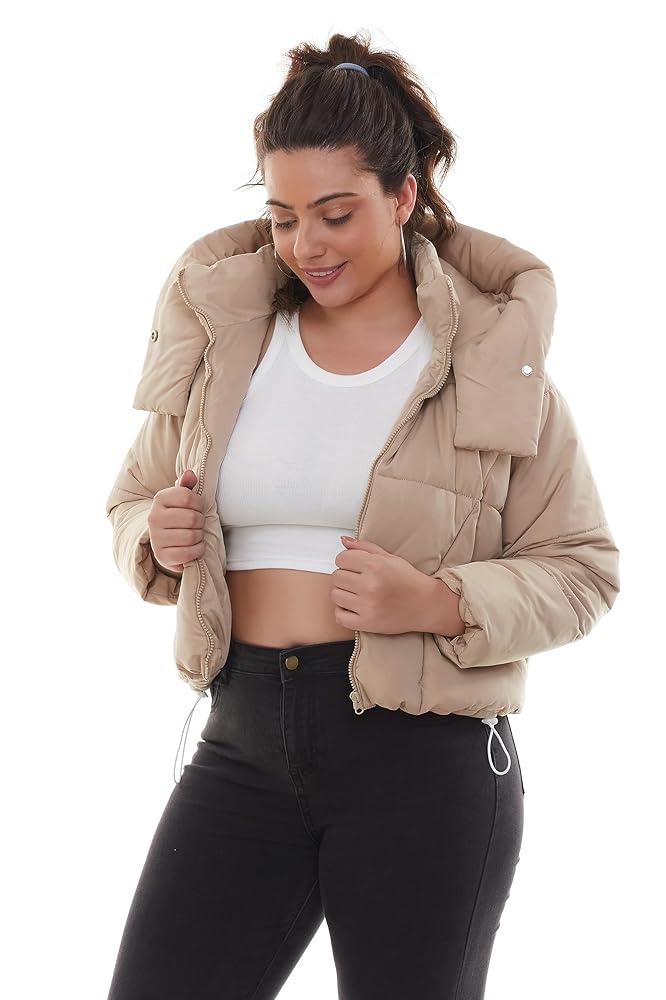 Women's Winter Fashion Cropped Bubble Jackets Hoodie Puffer