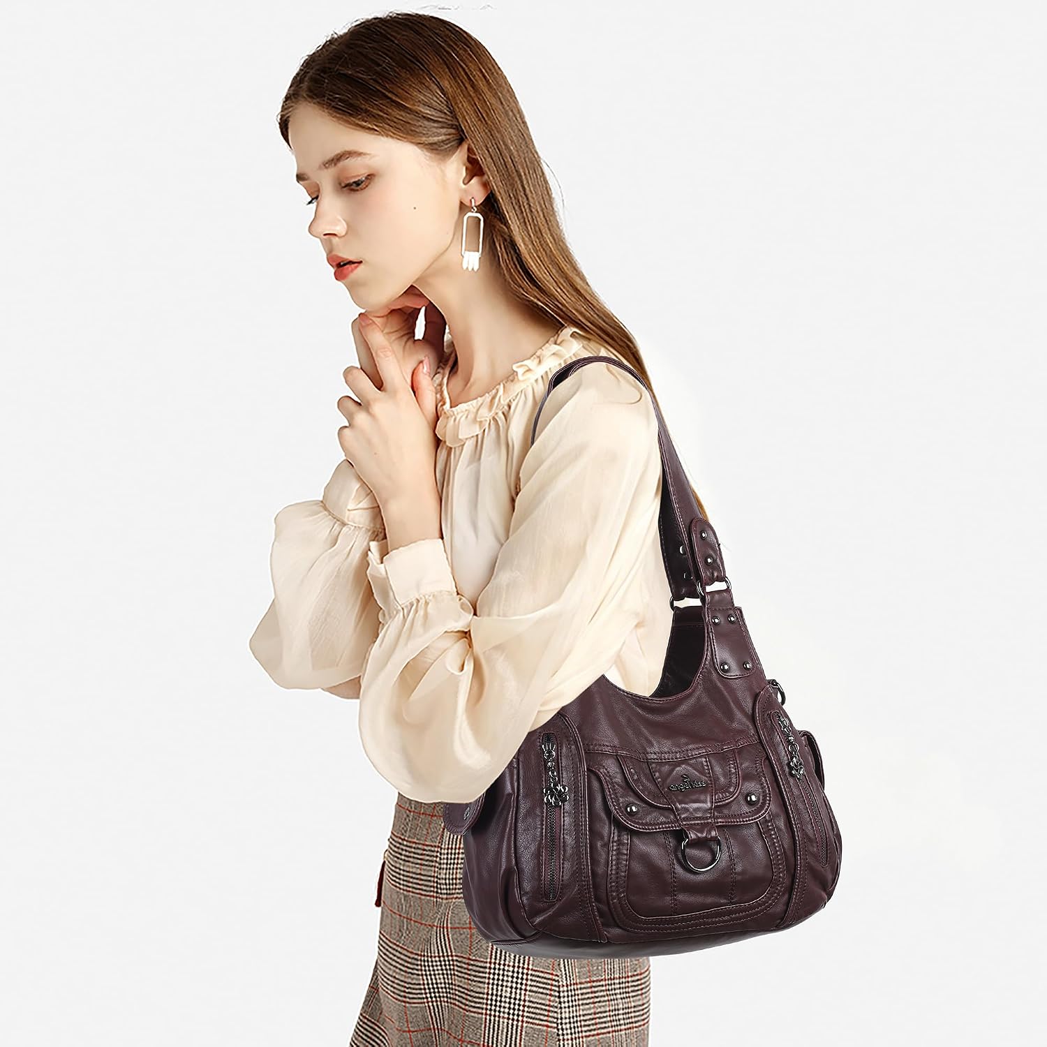 Angel Kiss Women's Shoulder Bag Vegan Leather Hobo Purses and Handbags Satchel Tote Bags for Women with Adjustable Strap