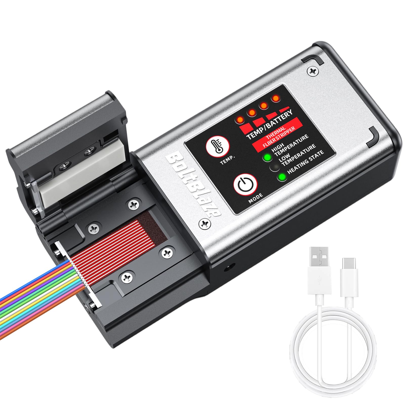 Décapant thermique à fibre optique – Convient pour 1 à 32 noyaux, compatible avec les fibres nues, les faisceaux et les fibres de ruban, double mode de chauffage et régulation de la température à 8
