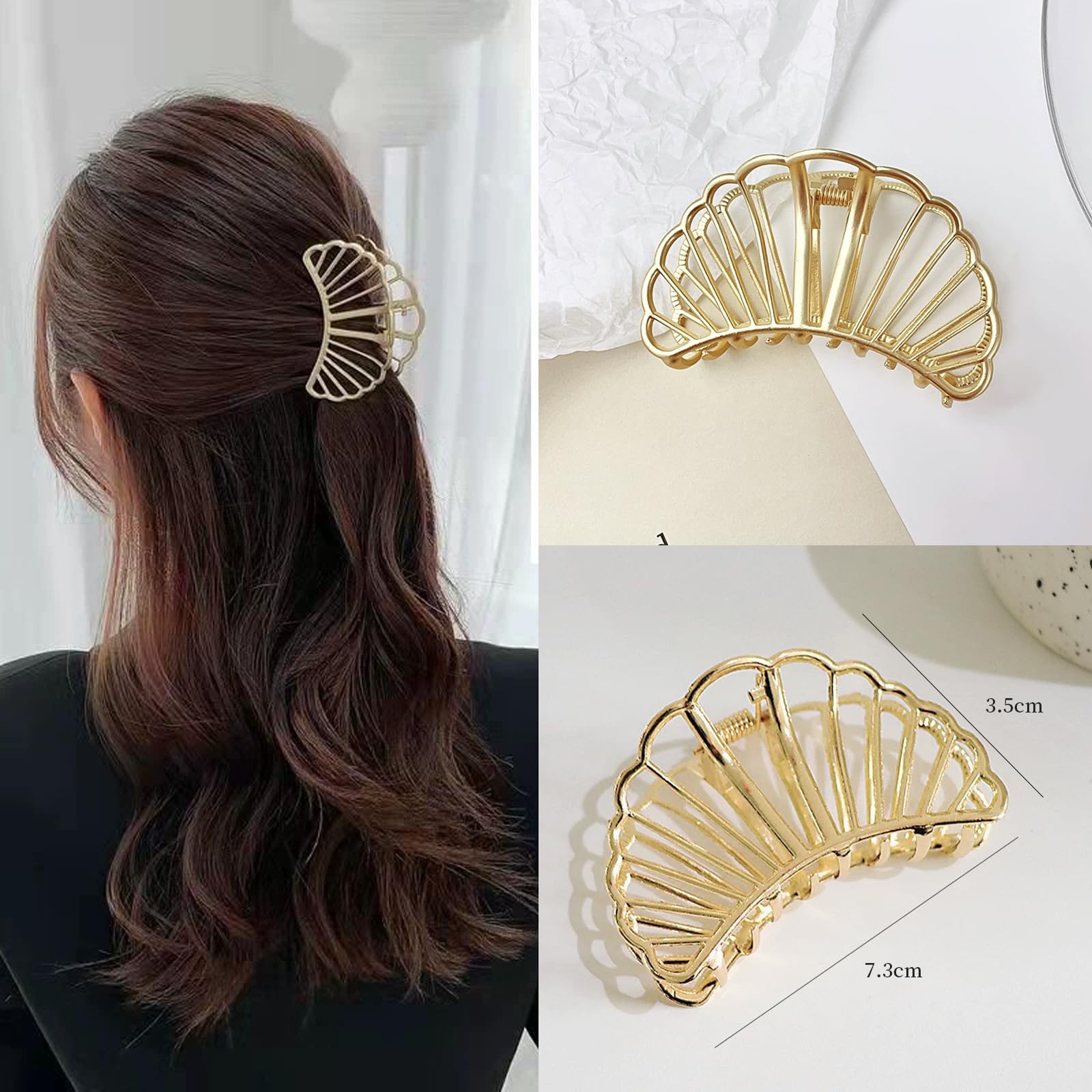 Amazon.co.jp: 大きめ 合金 貝殻 髪留め クリップ ヘアクリップ