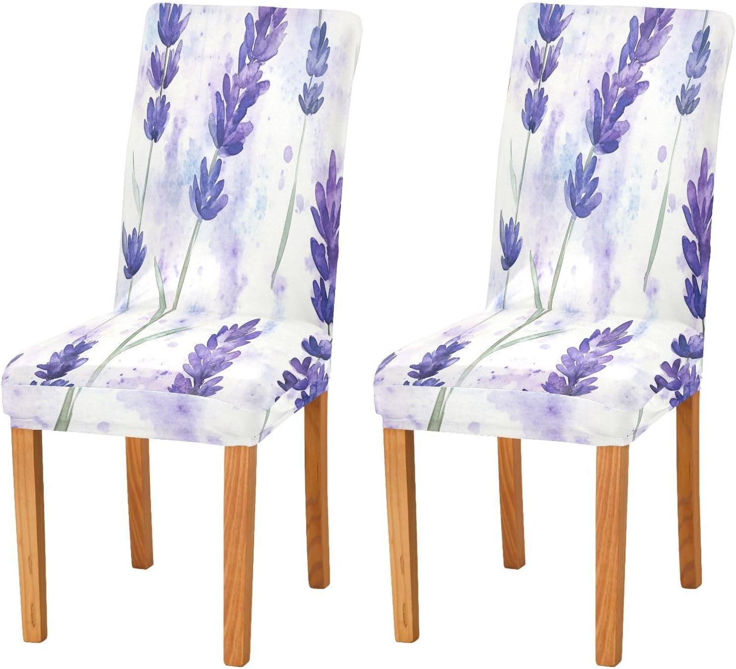 ALAZA Chair Covers for Dining Room, Lavender in Watercolour Style Stretch Chair Cover Sets Chair Protector Removable Washable for Ktichen Restaurant Hotel