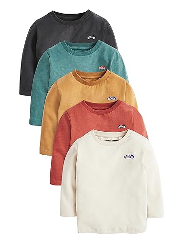NEXT Langärmelige T-Shirts im 5er-Pack - 2-3 Jahre - Mineral