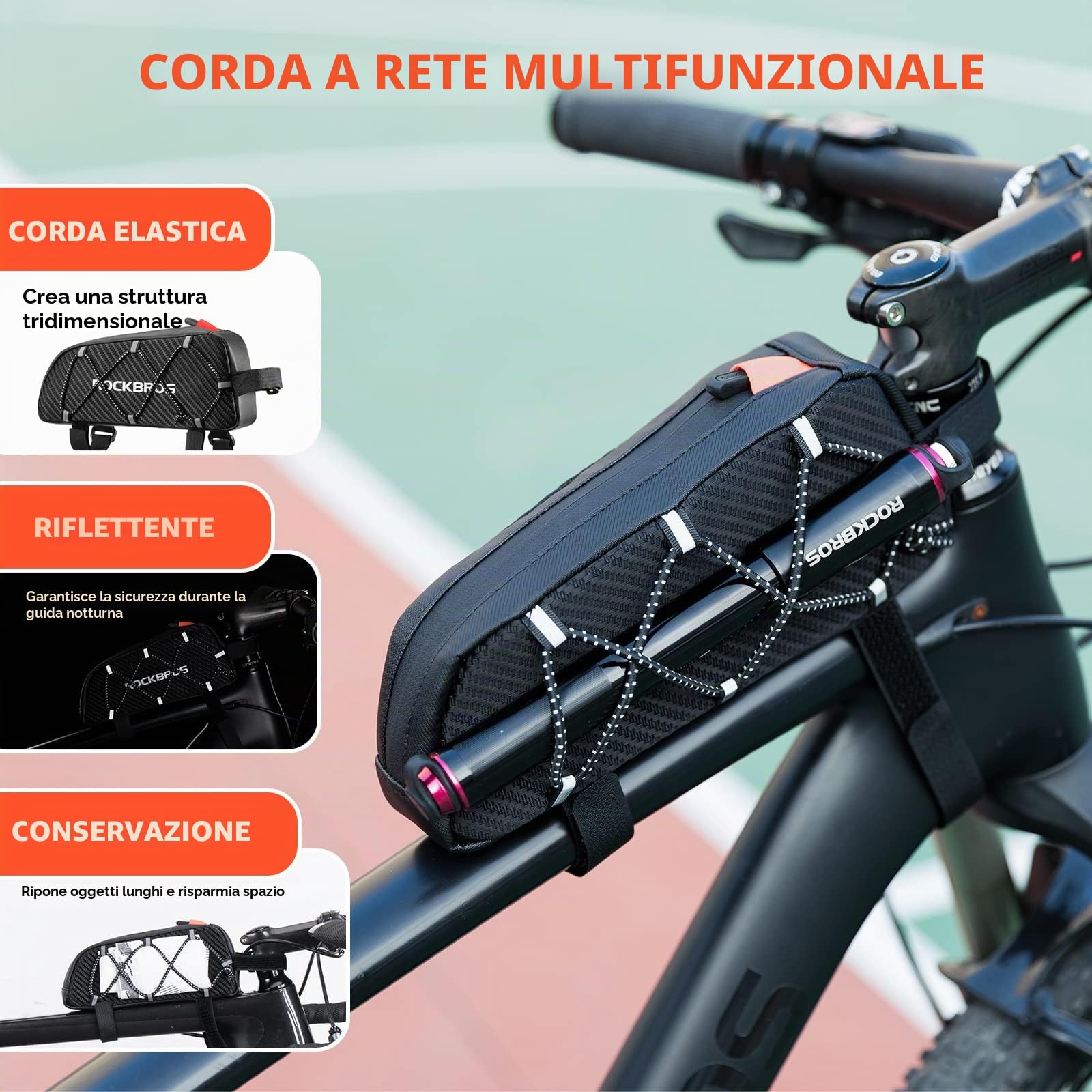 ROCKBROS Borsa Telaio Bici 1L MTB Bicicletta da Corsa Bici Elettrica