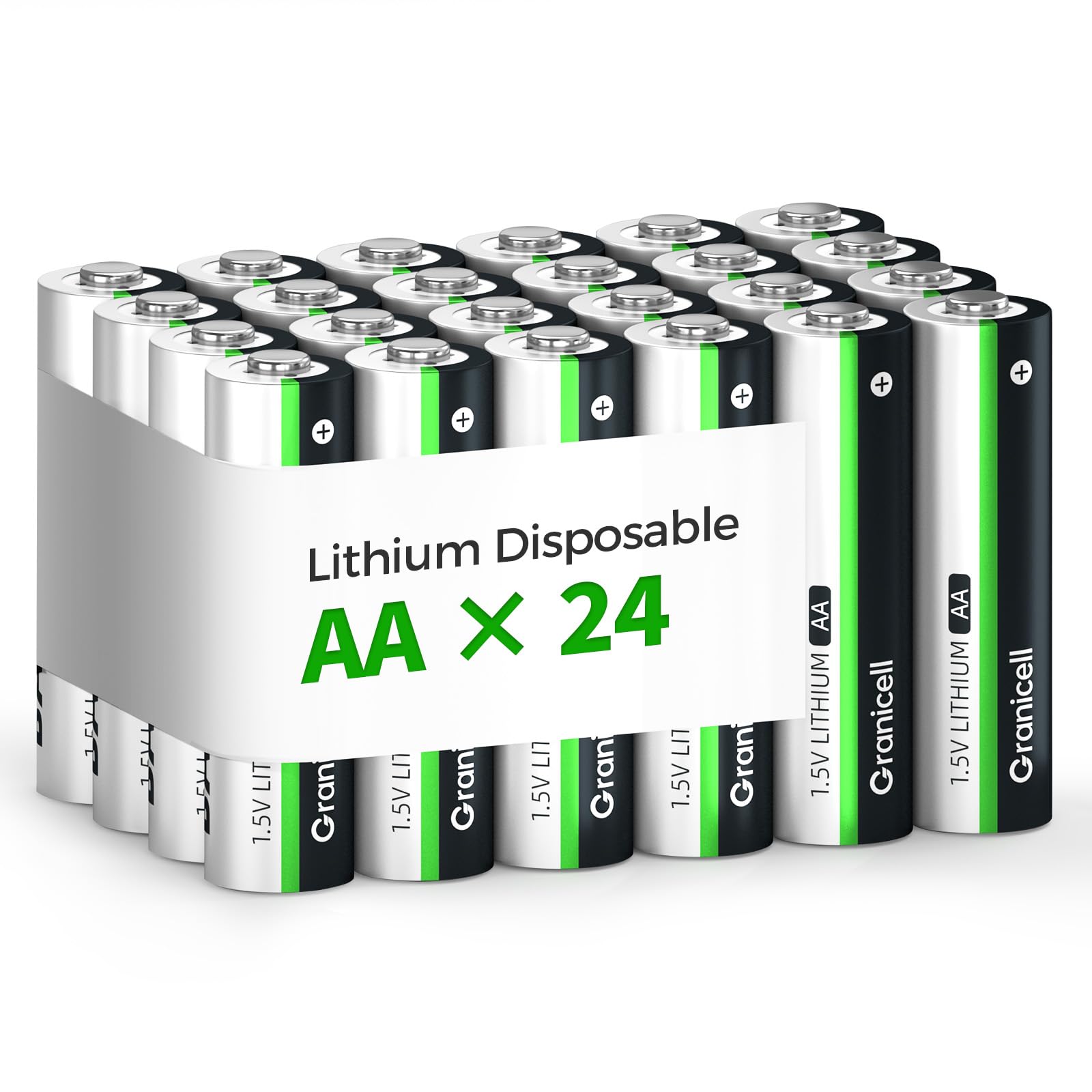 Granicell Lot de 24 piles AA au lithium 3500 mAh | 1,5 V pour caméras Blink, serrures intelligentes, alarmes et appareils technologiques | Durée de vie de 10 ans, étanches, résistantes aux