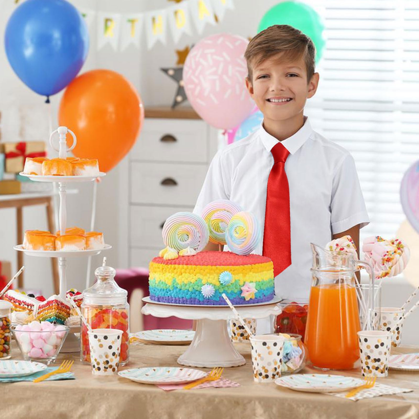 FUIPVGI 4 Piezas Corbata para Niños con Banda Elástica Flexible, Corbata Pre-atada con Aire de Seda y con Elástico Brillado, Corbatas Escolares para Niños Niña Escolar Uniforme Boda Fiesta