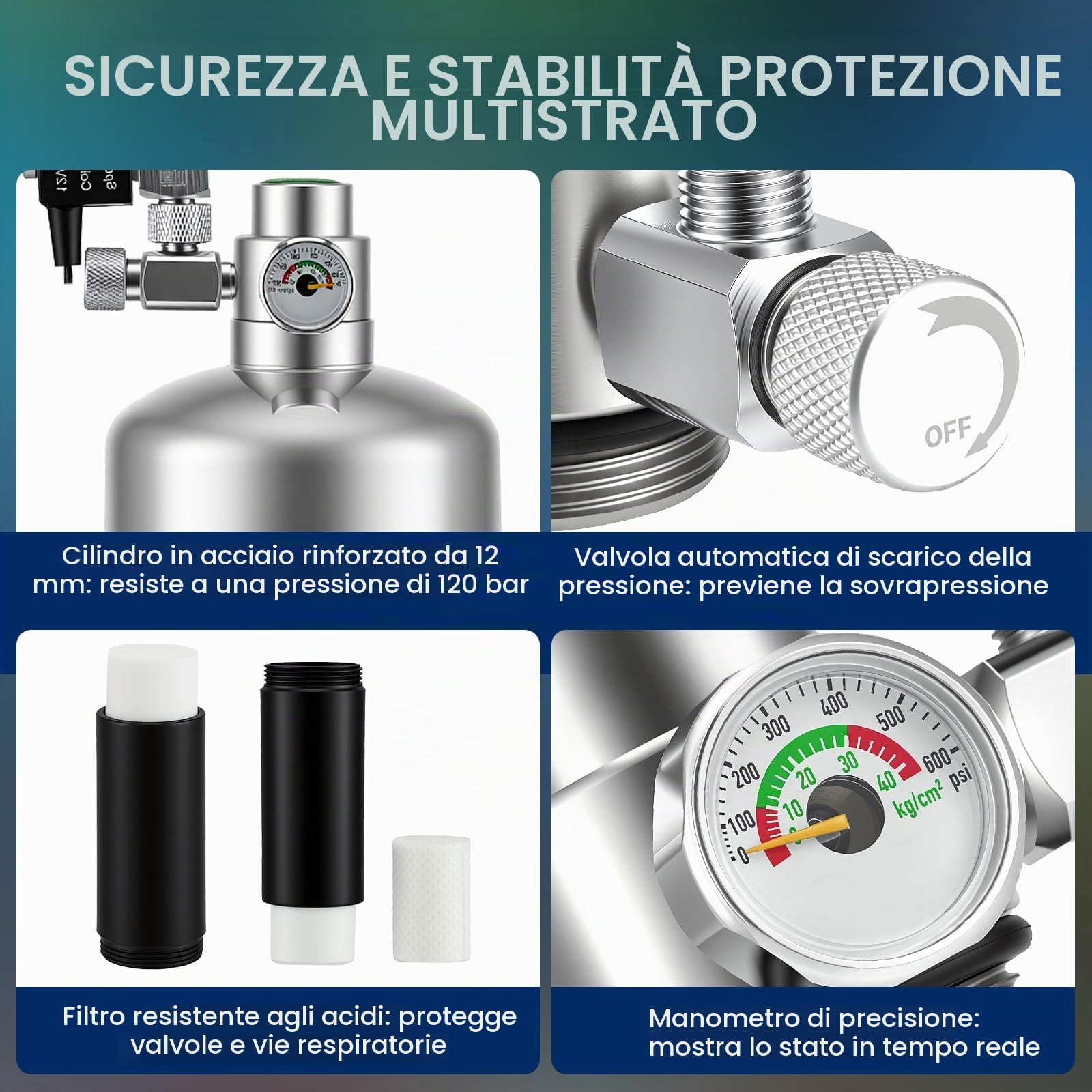 Kit completo per impianto di CO2 da 2 l, per acquario, anidride carbonica, con elettrovalvola, diffusore, contatore di bolle visivo, impianto di CO2, per acquario, piante, serbatoi