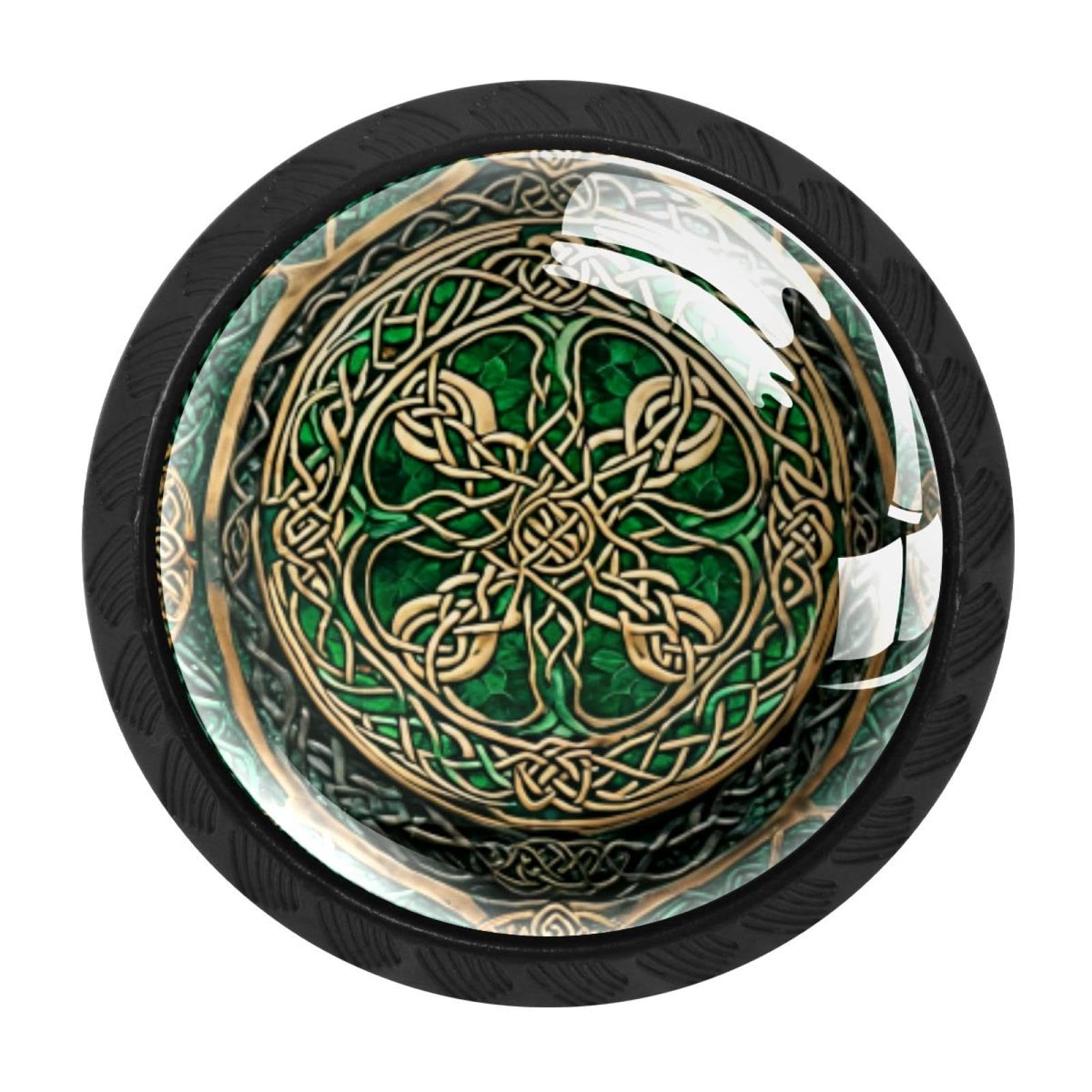CHENZZZZ 4 Pack Celtic National Art Ornament (3) Kitchen Cabinet Knobs Drawer Knobs Dresser Knobs Matte Black Zinc Knobs Drawer Pulls Door Knobs Dresser Drawer Handles Knobs for Dresser Drawers