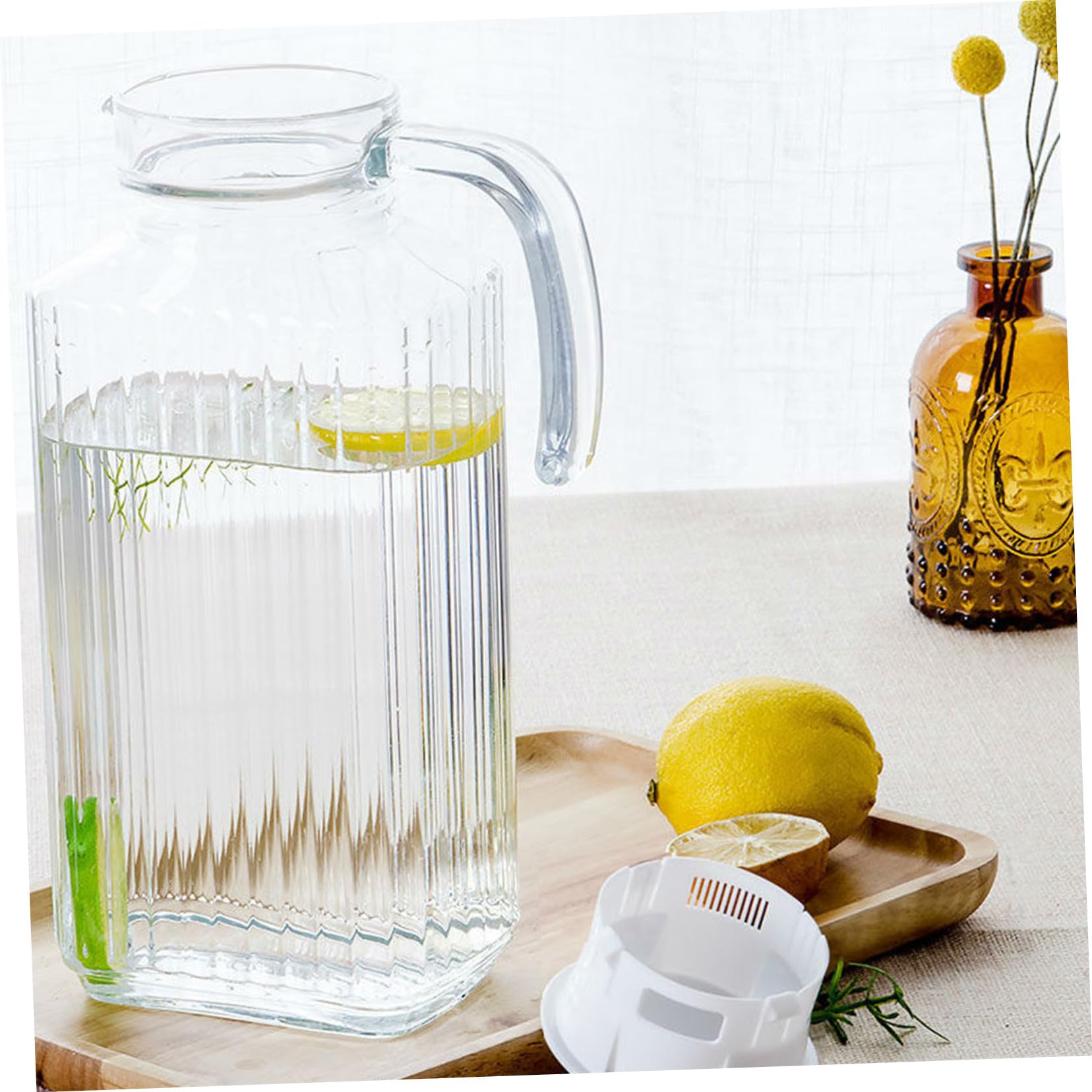 Toyvian Wasserkrug mit Griffdesign für Zuhause Kaltwasserbehälter aus Glas Eiswasserbehälter mit Großem Fassungsvermögen als Wasserspender für Partys Teekanne für Täglichen Gebrauch