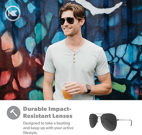 Miniatura 5 de Knockaround Mile Highs - Gafas de sol polarizadas con protección UV400 completa y lentes resistentes a los impactos