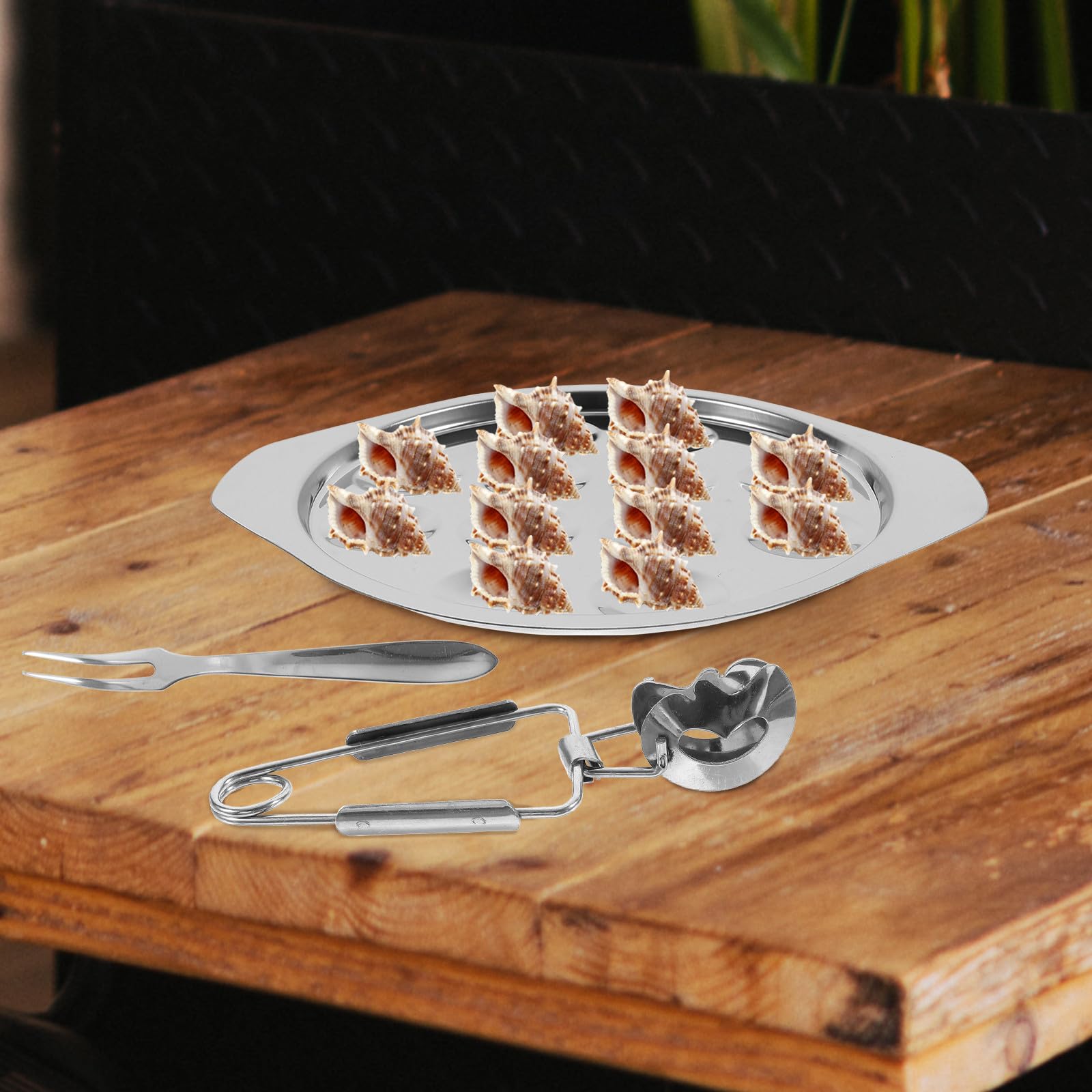 SHINEOFI Plato para Mariscos de Acero Inoxidable 12 Compartimentos Bandeja para Caracoles y Aperitivos Resistente y Apto para Horno Adecuado para Uso Doméstico y Restaurantes