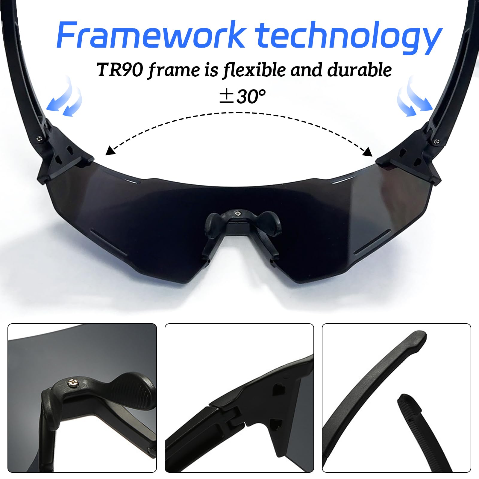 Lot de 2 Lunette de Soleil Sport Pour Homme et Femme, Lunettes de Vélo Polarisées, Protection UV400, pour Course à Pied Cyclisme Pêche Conduite Golf Ski