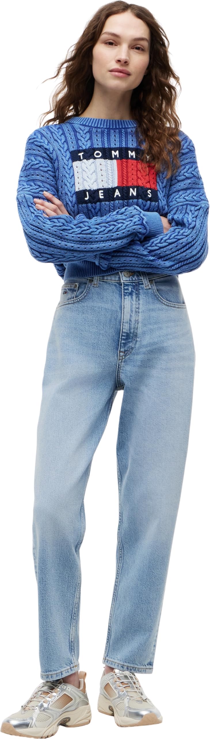 Tommy Jeans - Mom Jean Uh TPR Bi0112 Dw0dw20041, Affusolato Donna
